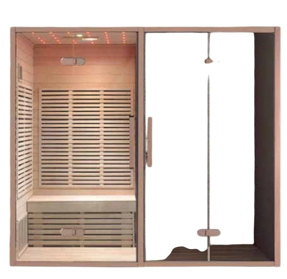 JVmoebel Sauna Sauna Kombisauna 200x100 cm aus Glas & Holz - Dampfduschkabine, Made in Europe