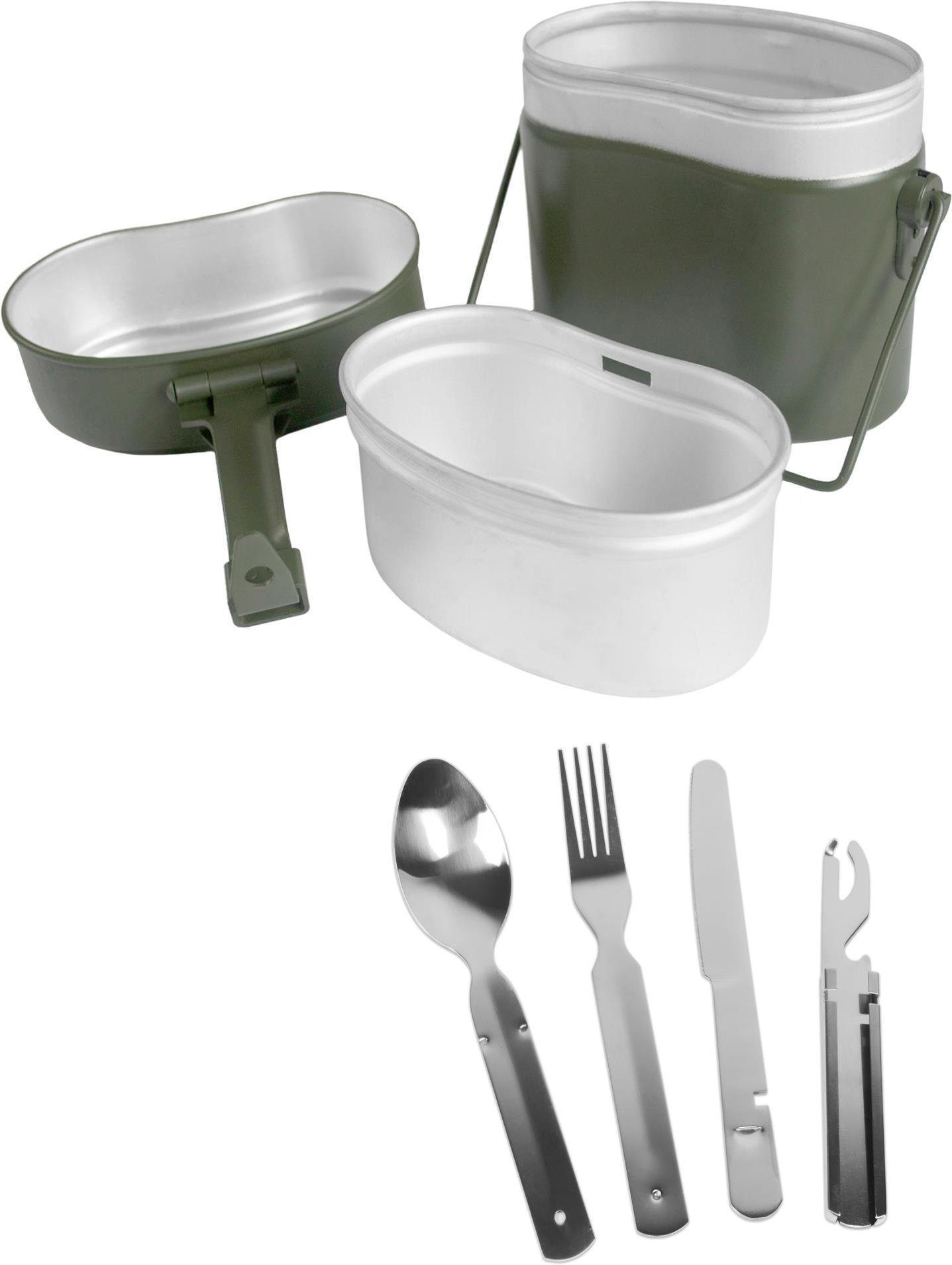 normani Geschirr-Set (6-tlg), Edelstahl, Camping Geschirr Essgeschirr Outdoor Besteck Kochgeschirr - 500ml - Rostfrei und Lebensmittelecht