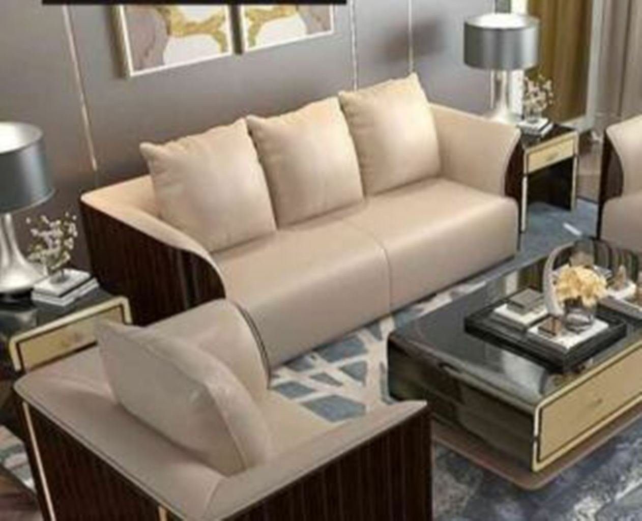 JVmoebel 3-Sitzer Beiger moderner 3-Sitzer Luxus Couch edles Design Neu, Made in Europe