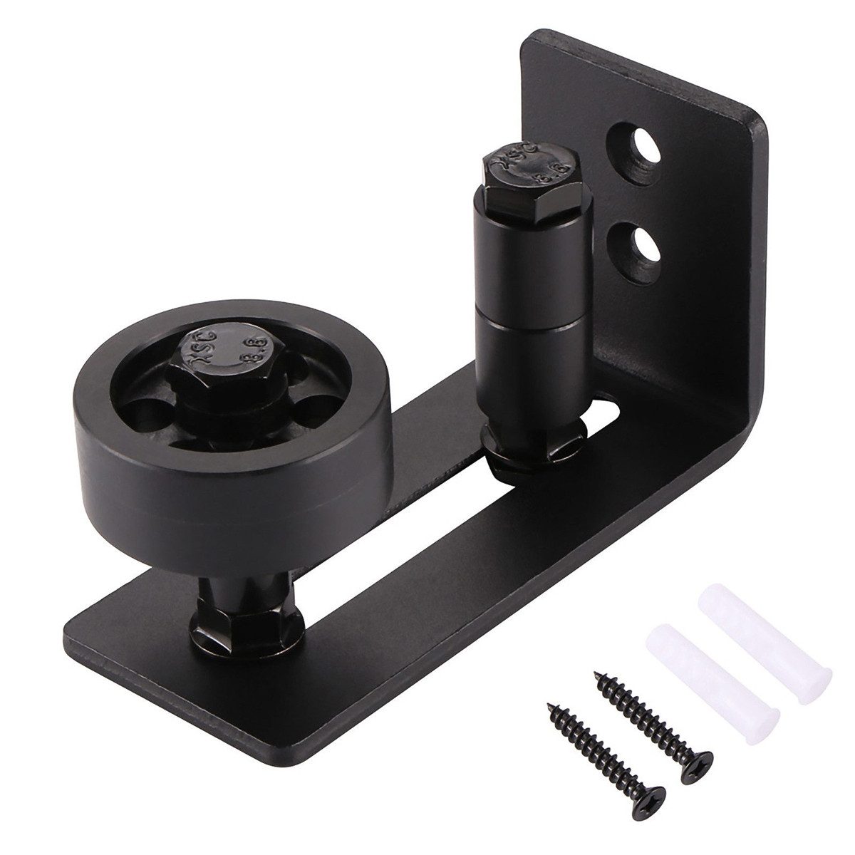 BlingBin Türstopper Bodenführung Schiebetür,Einstellbar Boden Rollenführung mit Schrauben (1er Set, 1 St., 123 x 52 x 65mm,8 in 1 Schiebetür Bodenführung), Geeignet für Scheunentore und Schiebetürsysteme,Schwarz