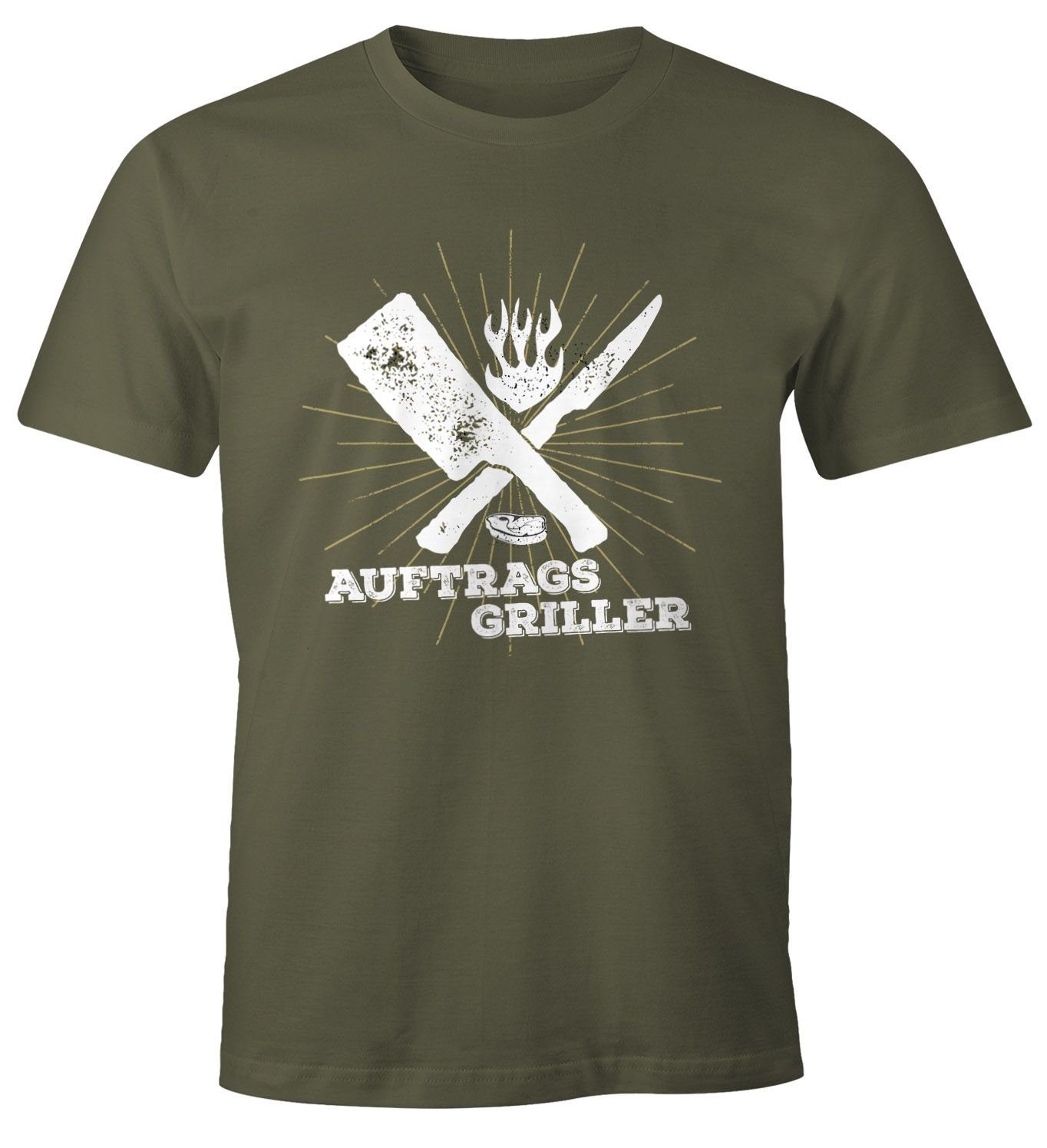Print-Shirt Herren T-Shirt Auftragsgriller Fun-Shirt Grill-Shirt BBQ Moonworks®