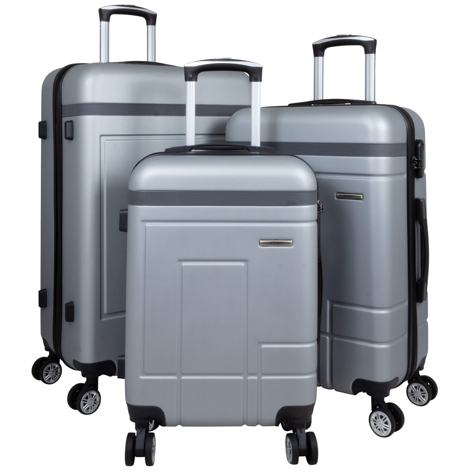 Trendyshop365 Trolleyset Kofferset 3tlg Genf, 4 Rollen, (Hartschale, 3 tlg., Zahlenschloss), ABS, robust und kratzunempfindlich