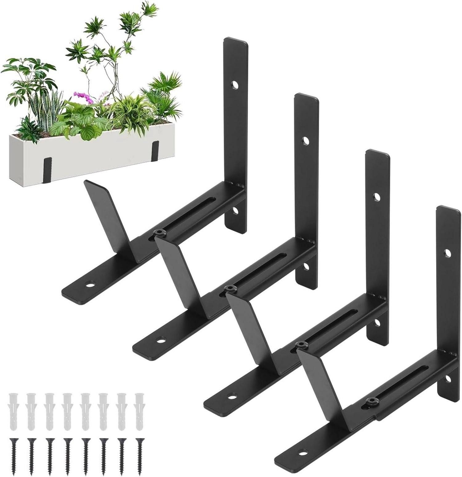 LuxusKollektion Blumenkasten Verstellbare Balkon Blumenkastenhalter Schwarz 6-12 Zoll