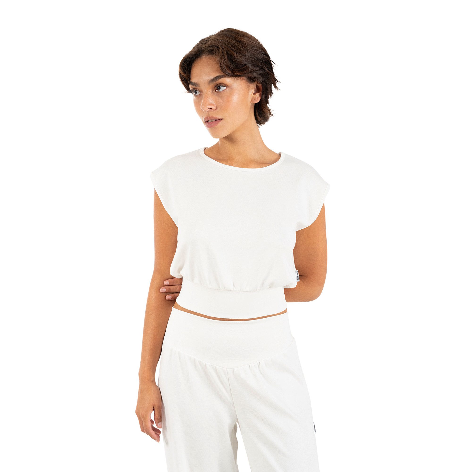 Smilodox T-Shirt Jorina, Crop Top Damen, Loose Fit, ärmellos, Basic, Gym & Freizeit Crop, Loose Fit, Rundhals, luftig, weich