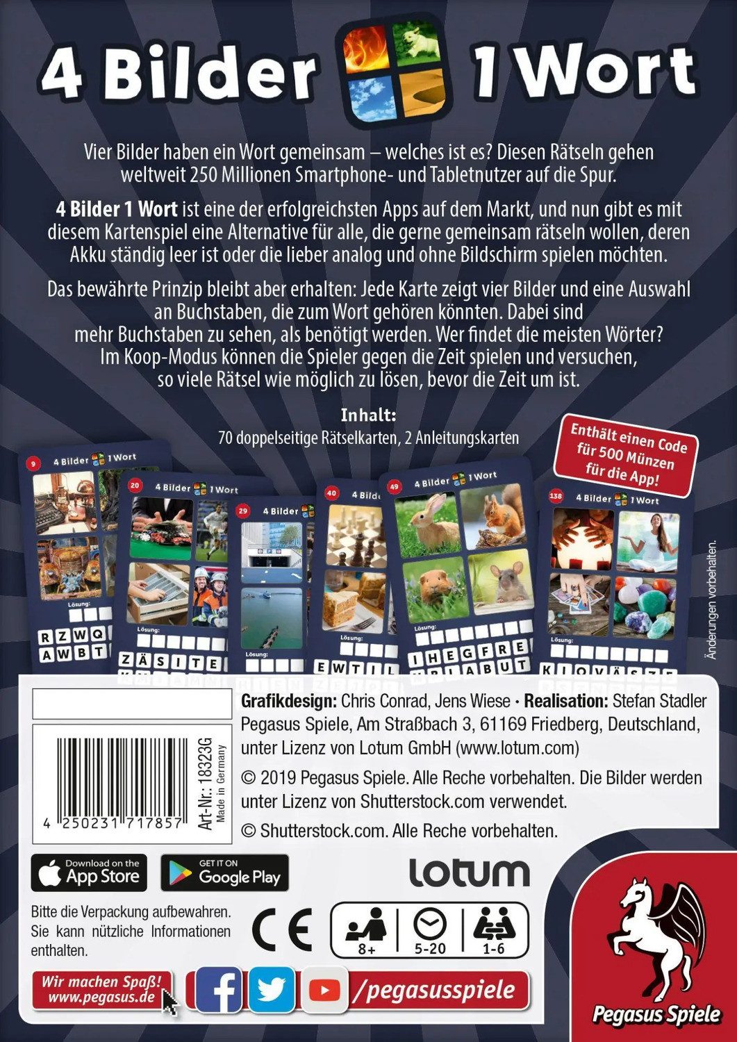 Pegasus Spiele Spiel 4 Bilder 1 Wort - Das Kartenspiel