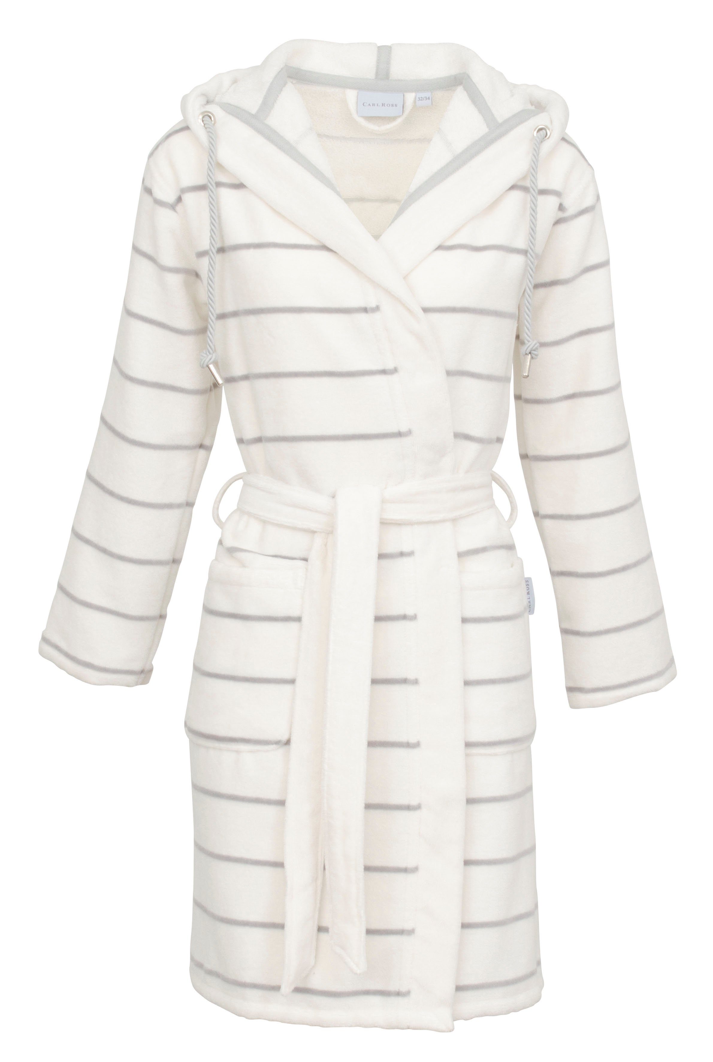 Carl Ross Damenbademantel 246310, Kurzform, Velours, Kapuze, Gürtel