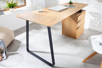 riess-ambiente Schreibtisch STUDIO 160cm natur / schwarz, Arbeitszimmer · Holzwerkstoff · Metall · mit Regal · Home Office