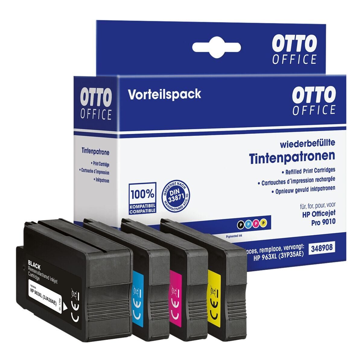 Otto Office 3YP35AE Tintenpatrone (4-tlg., ersetzt HP 3YP35AE, Nr. 963XL BKCMY, schwarz / blau / magenta / gelb)