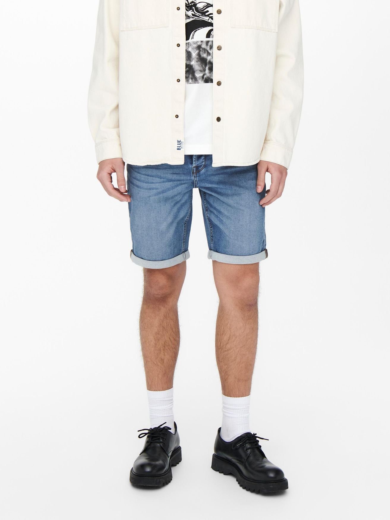 Only & Sons Herren Jeans Short ONSPLY BLUE JOG SHORTS PK8587- Regular Fit günstig online kaufen