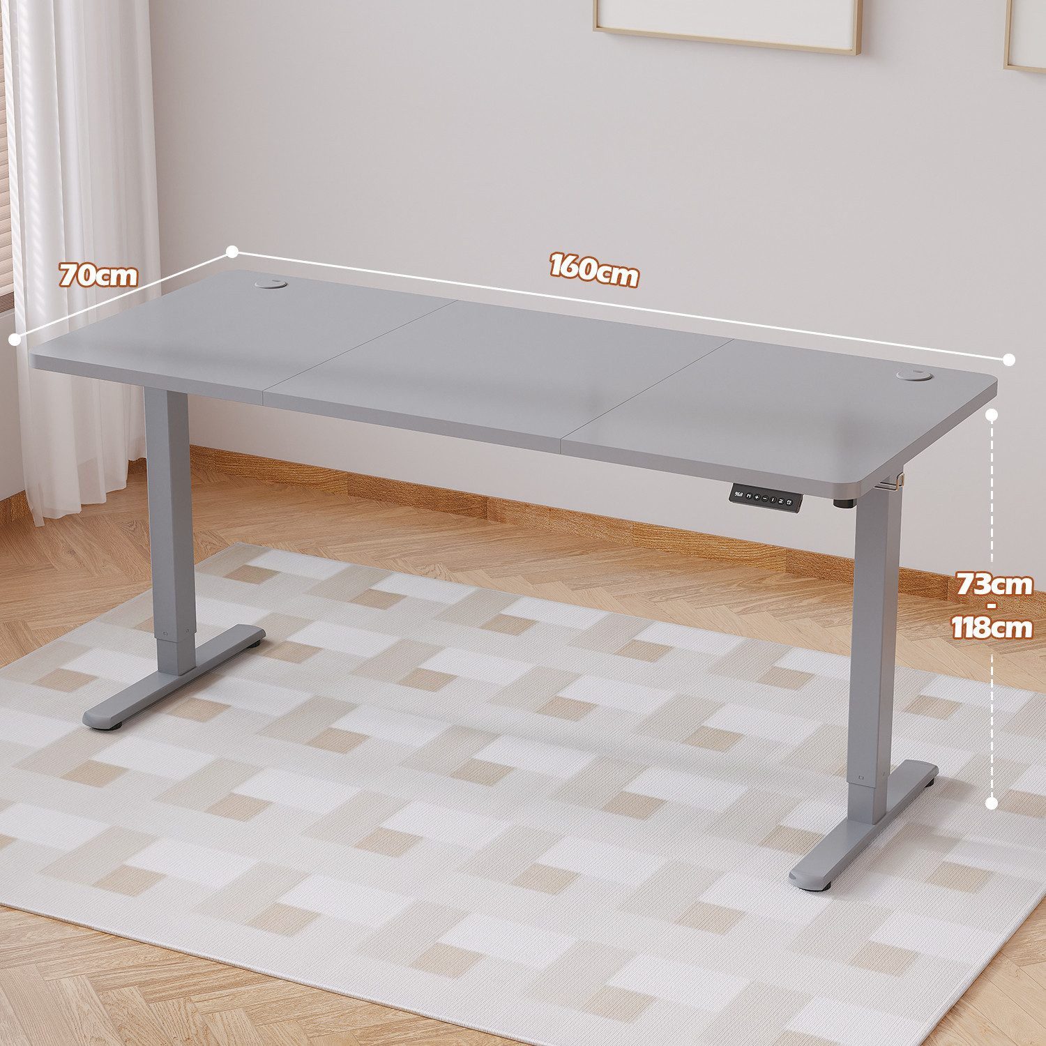 HOMALL Schreibtisch Schreibtisch Höhenverstellbarer mit Gedächtnis und Sitzerinnerung (2-lagige Hohenverstellung mit sitzender Erinnerungsfunktion und USB-Ladeanschluss)