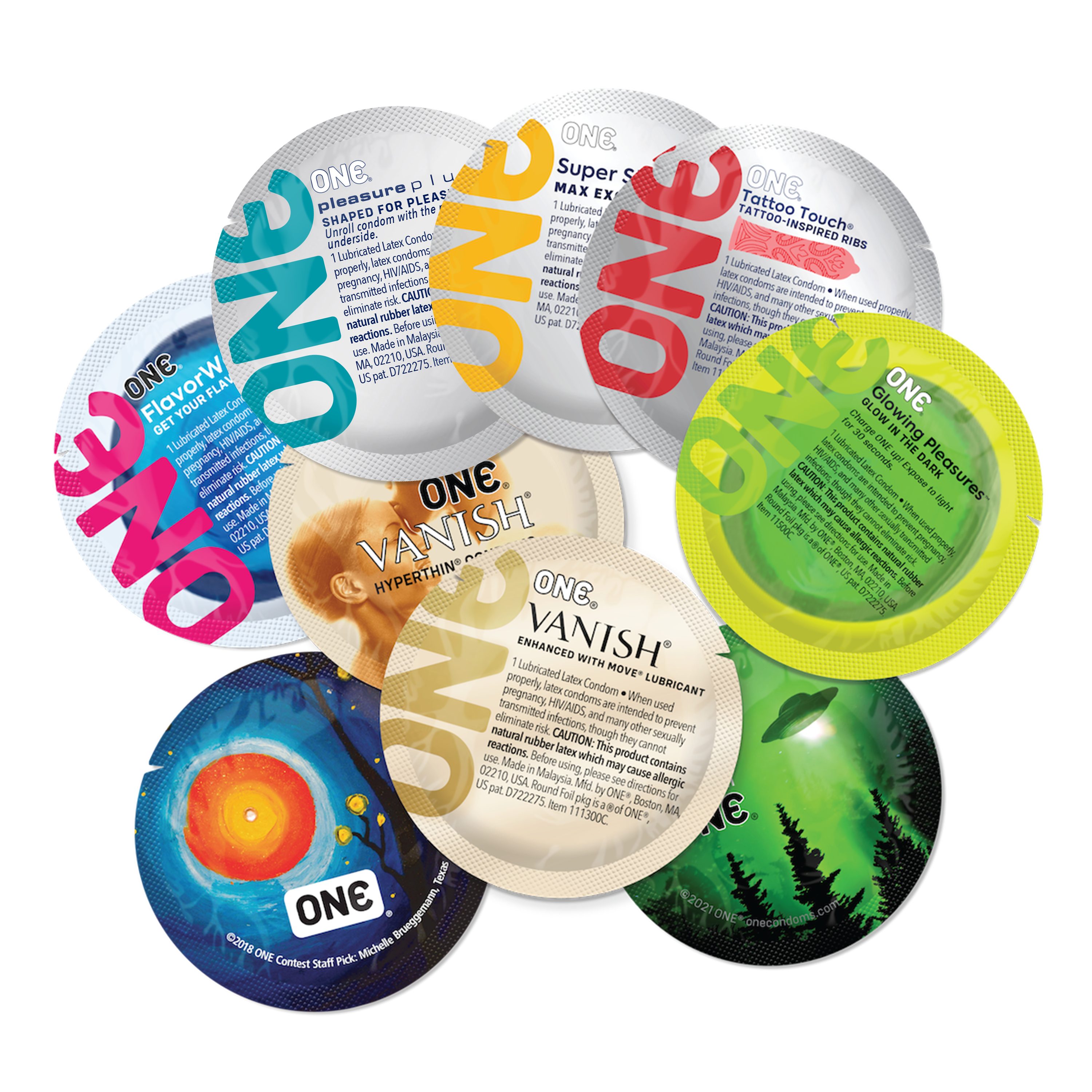 ONE Kondome Mixed Pleasures Packung mit, 12 St., gemischte Kondome im Sortiment, vegan & ohne schädlichen Inhaltsstoffe