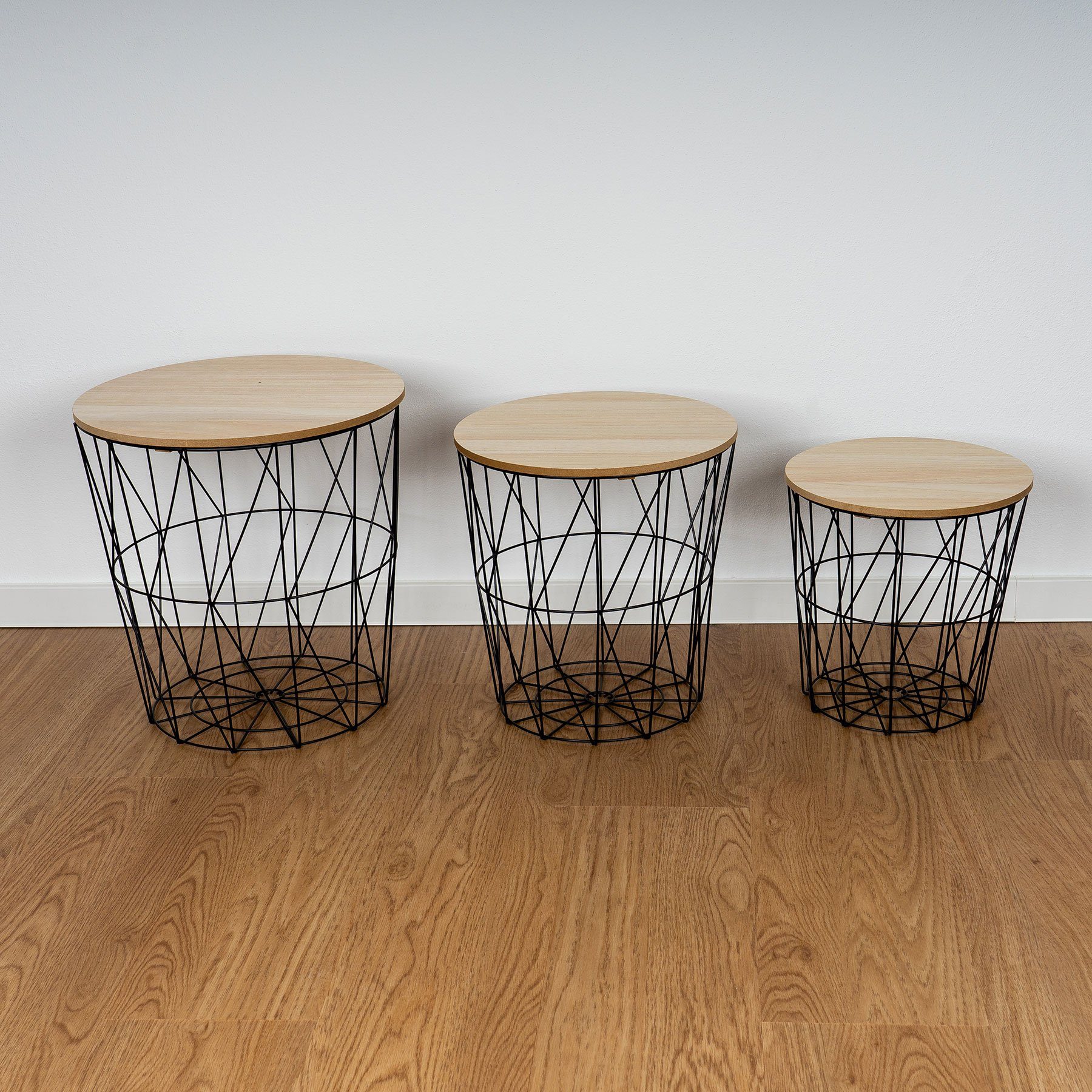 Levandeo® Couchtisch, 3er Set Beistelltisch Metall Metallkorb Drahtkorb Sch günstig online kaufen