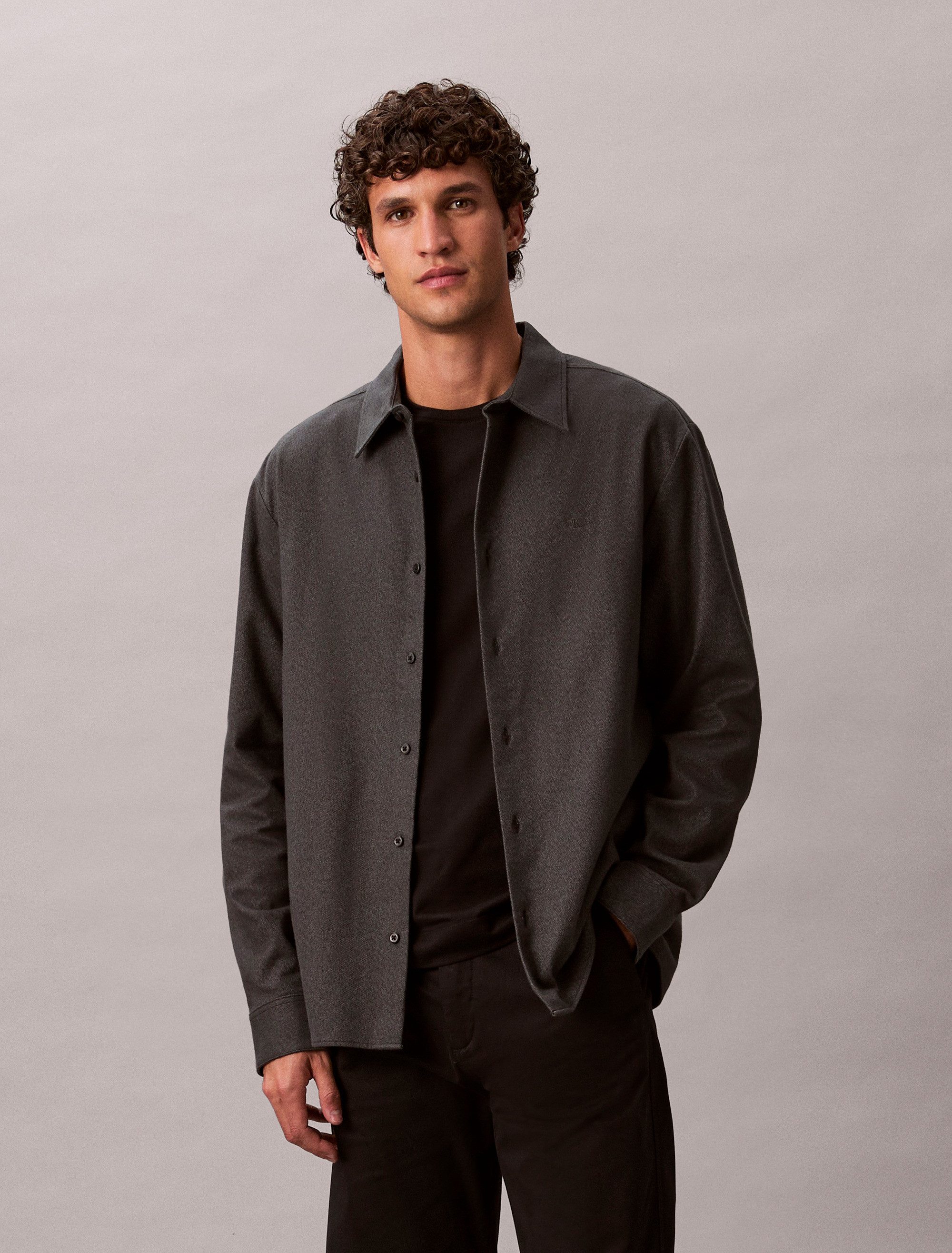 Calvin Klein Flanellhemd LS MELANGE FLANNEL EASY SHIRT Mit Rundhalsausschni günstig online kaufen