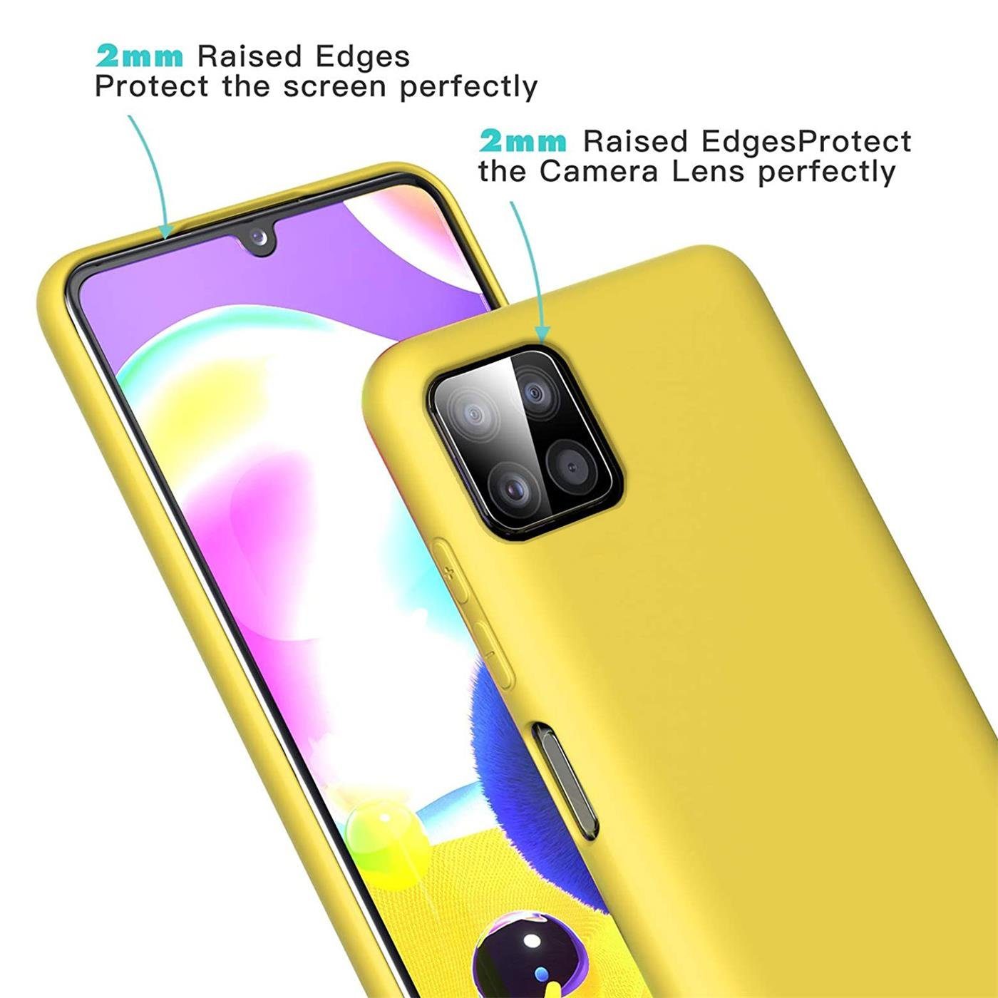 CoolGadget Handyhülle Silikon Case für das Samsung Galaxy A22 5G Slim TPU Cover 6,6 Zoll, Weiche Schutz Hülle mit Innen Fleece aus Stoff Handy Tasche