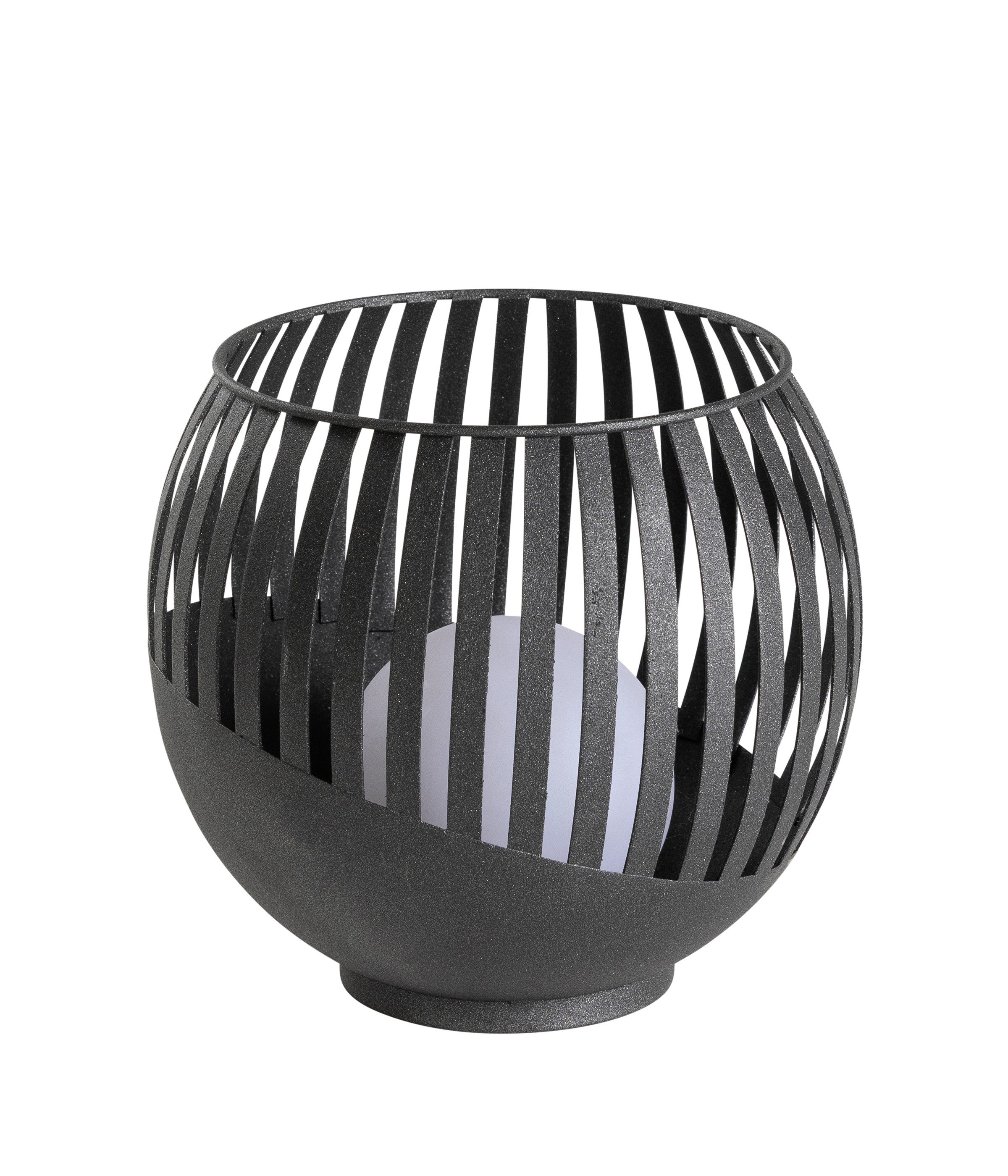 Dehner LED Solarleuchte Mina, LED Gartenleuchte, Ø20 x H19 cm, Metall & Kunststoff, schwarz, Warmweiß, Dämmerungssensor, Solar