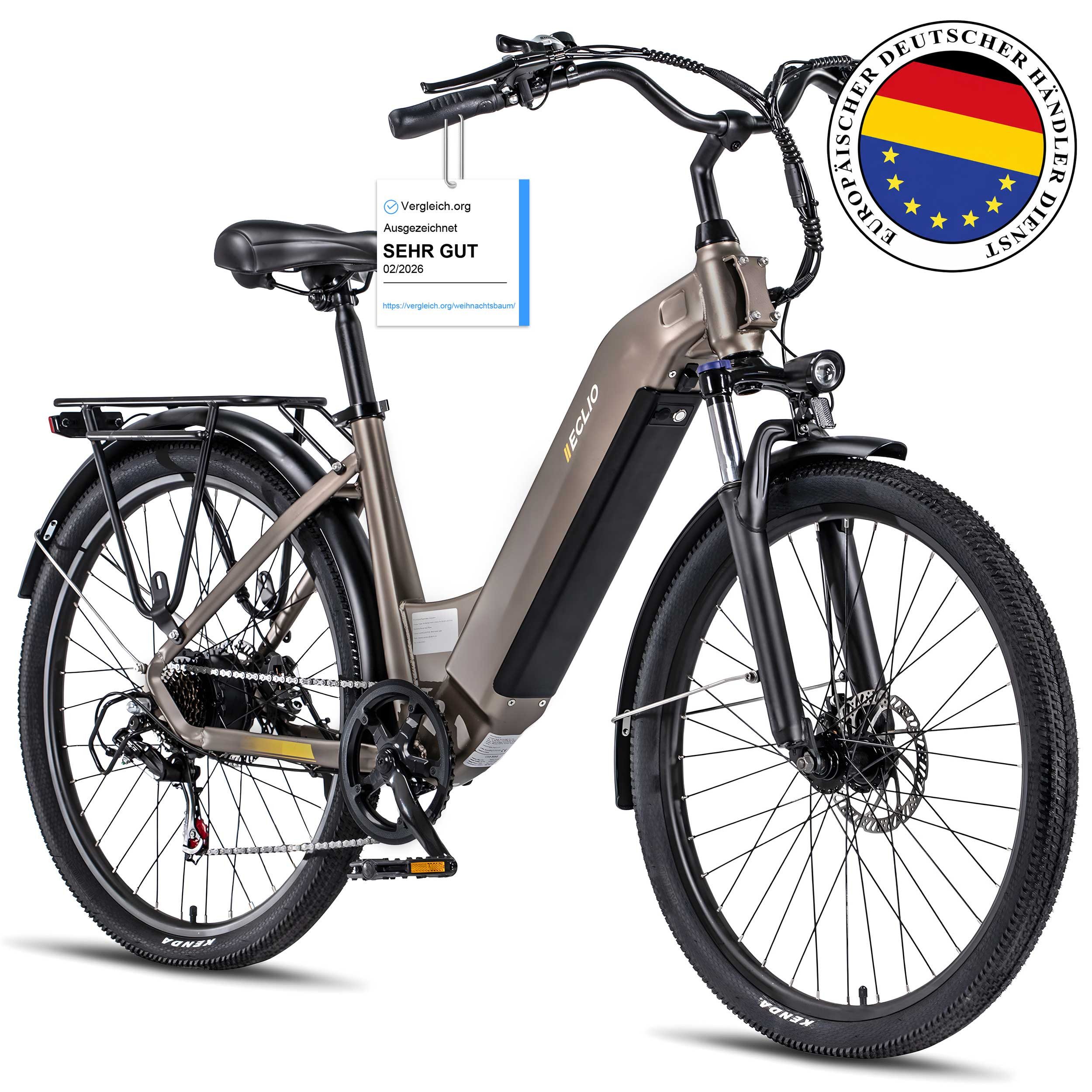 Vankel E-Bike e bike für herren 26 zoll 18.2AH 36V 655WH damen 120km Elektrofahrrad, Kettenschaltung, Heckmotor, 655 Wh, Komfortables Stadtrad mit Scheibenbremsen & 26" Bereifung für Pendler