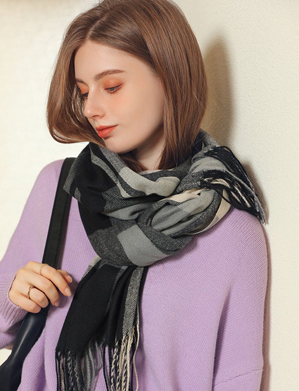 XDeer Wollschal Damen Schal,kuschelweich Karo,Winter Schal günstig online kaufen