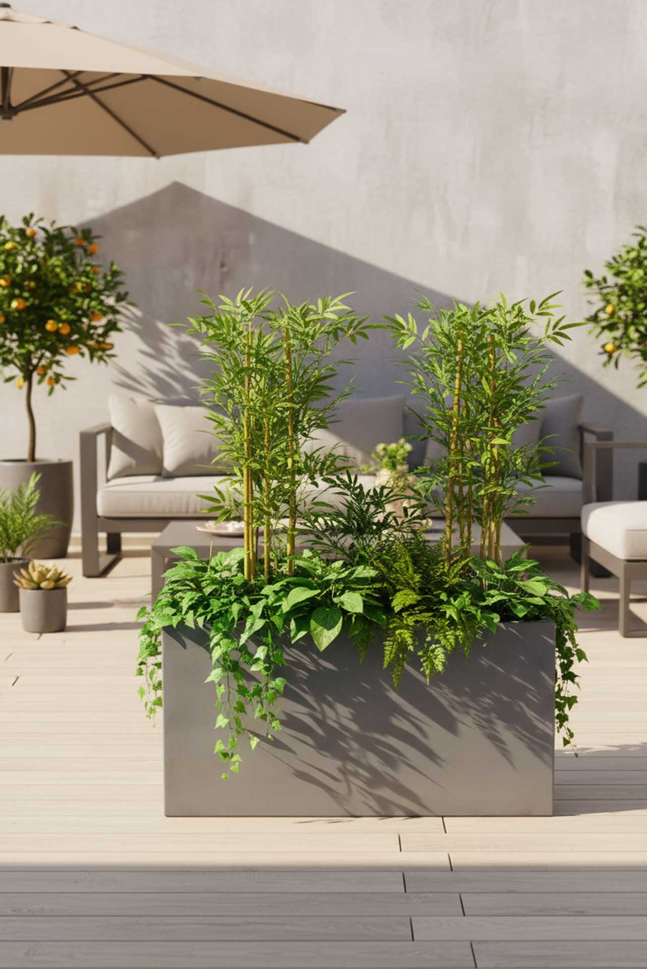 VIVANNO Pflanzkübel Fiberglas ELEMENTO SLIM Kasten - Betongrau Matt (1 St), 90x20x50 cm