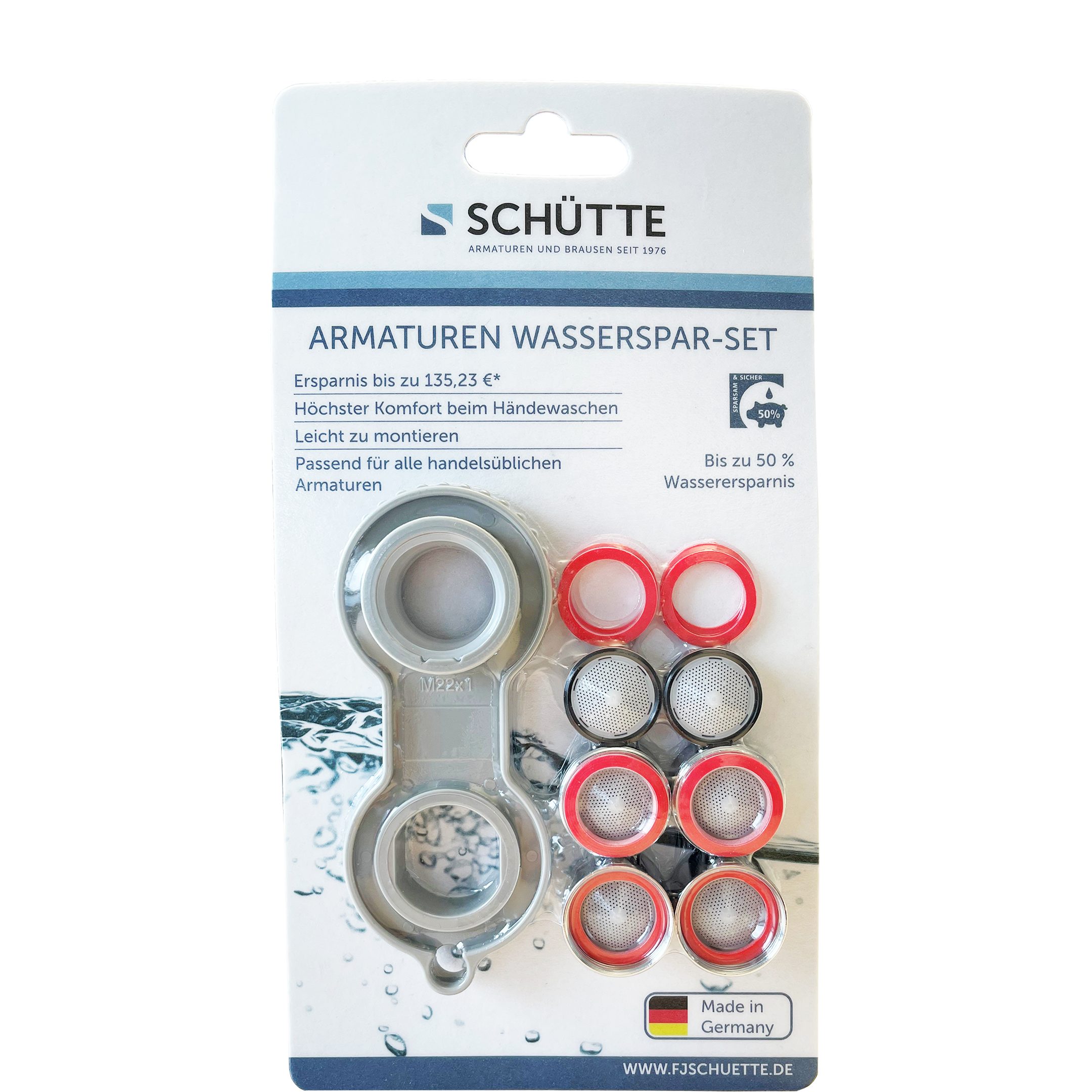 Schütte Strahlregler Wasserspar-Set, (9-tlg), IG: M22, M24, Wasserspar-Mischdüse für bis zu 50% Wasserersparnis