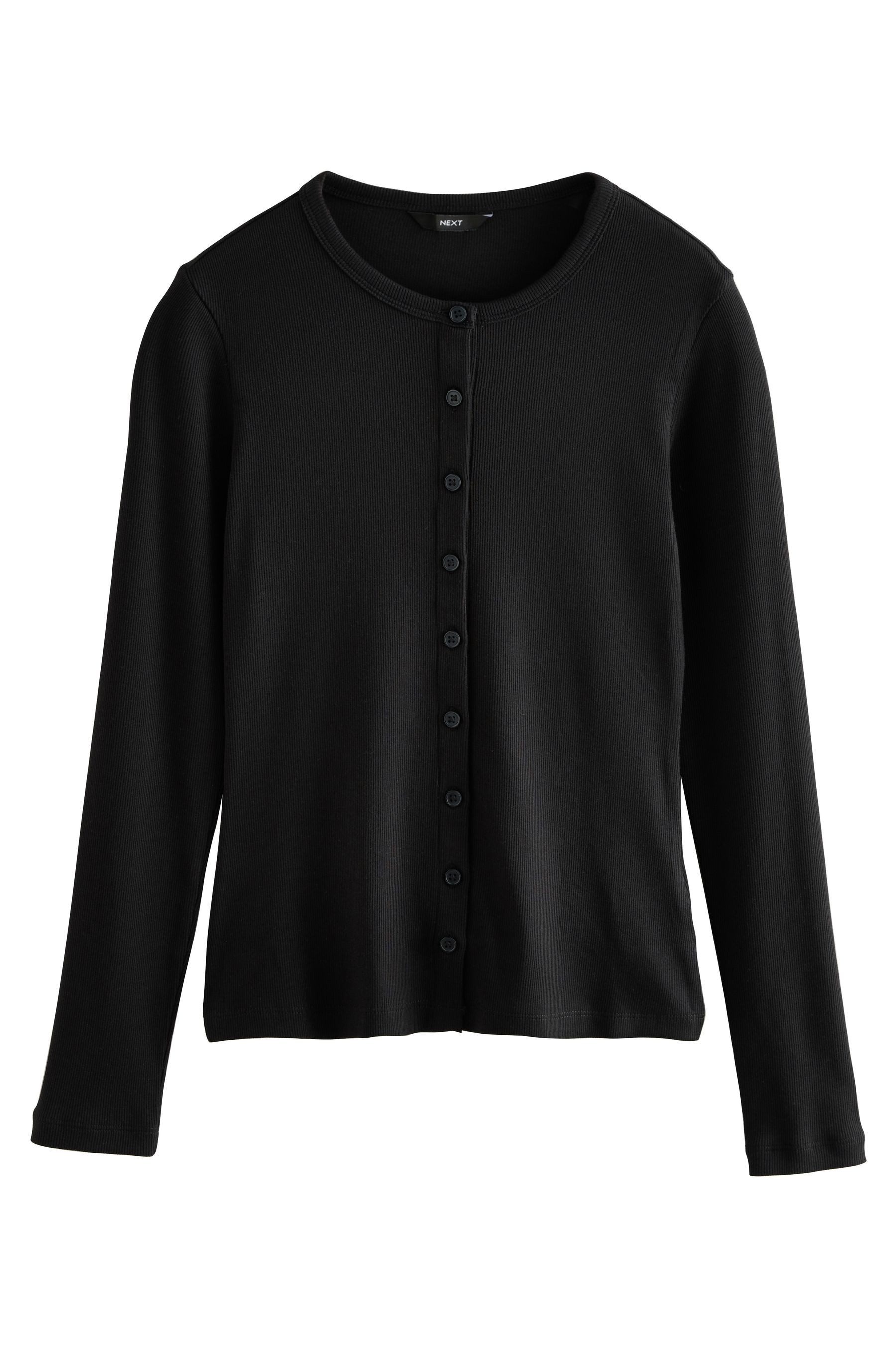 Next T-Shirt Geripptes, durchgeknöpftes Henley-Langarmshirt (1-tlg) günstig online kaufen