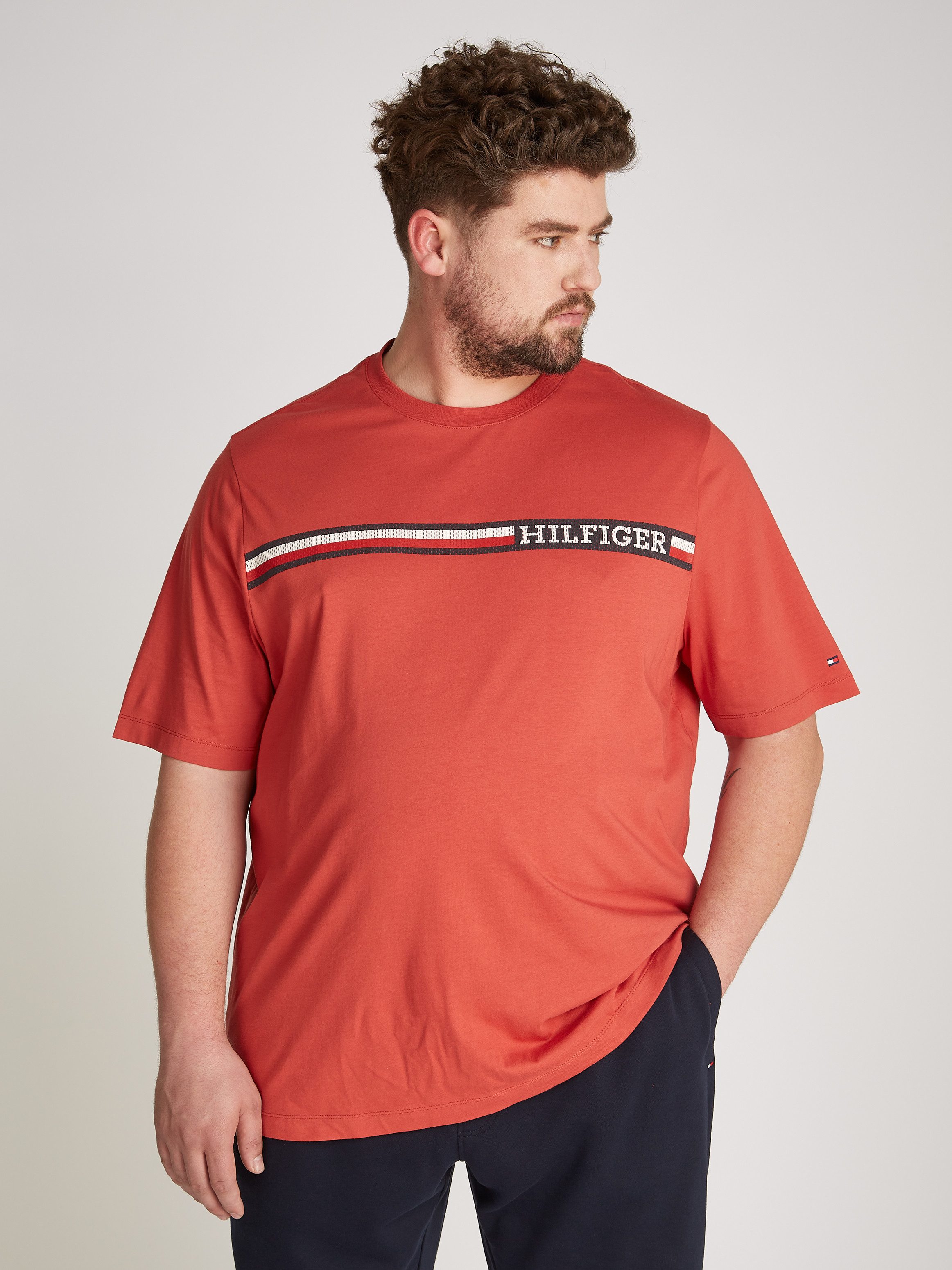Tommy Hilfiger Big & Tall T-Shirt BT-CHEST STRIPE TEE-B Große Größen mit Logostickerei