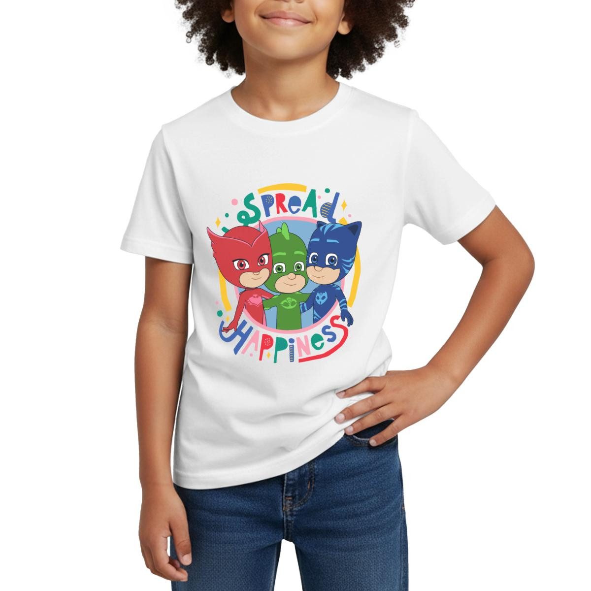 Spreadshirt T-Shirt PJ Masks Gruppenbild Eulette Gekko Catboy Kinder T-Shirt (1-tlg)