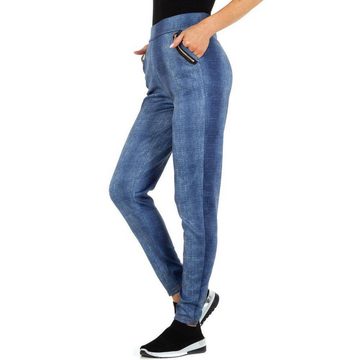 Ital-Design Leggings Damen Freizeit Jeansstoff Stretch Jeggings in Blau