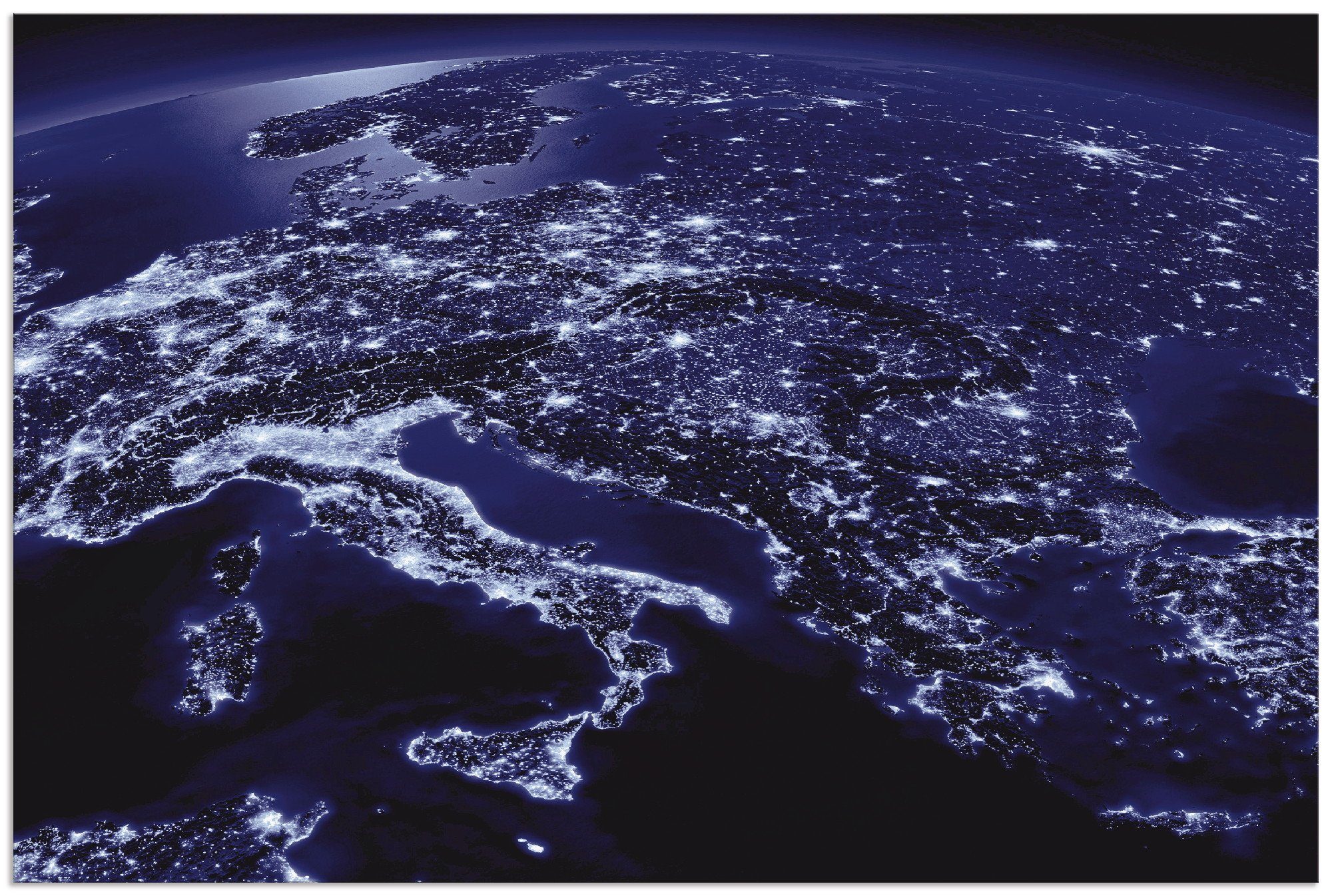 Blau, versch. Weltraum Europa Wandbild Leinwandbild, Artland Südliches & St), Alubild, Kosmos Poster als Größen (1 oder in vom Wandaufkleber Weltall