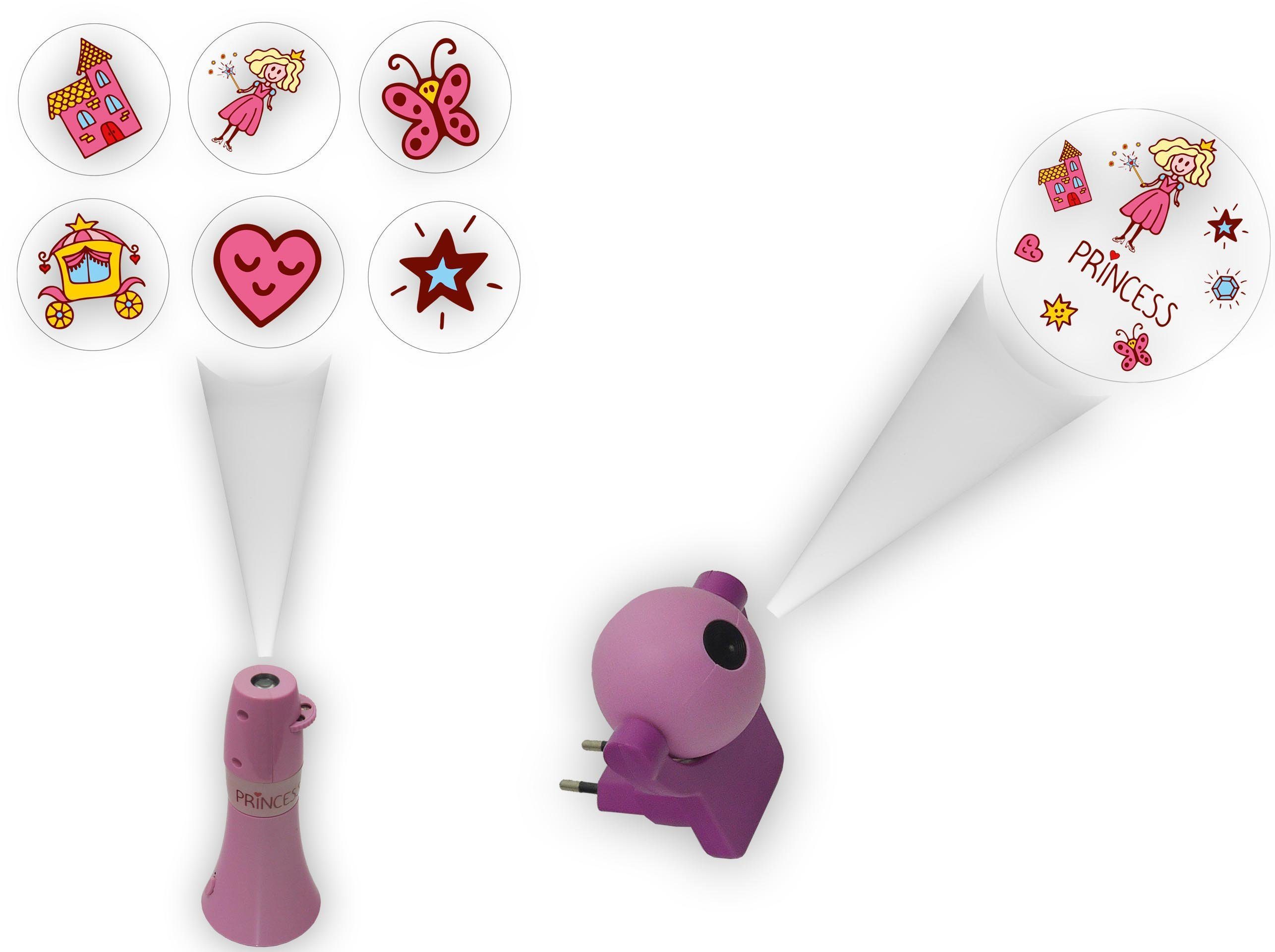 niermann LED Nachtlicht Prinzessin, LED fest integriert, Set Prinzessin 1 (1 x Stecker-Nachtlicht, 1 x Taschenprojektor)