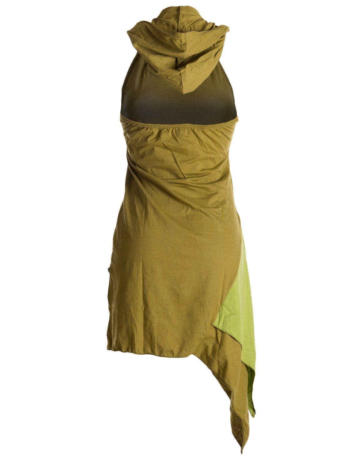 Vishes Neckholderkleid Asymmetrisches Elfen Style olive Boho, Ethno, Hippie, Zipfeltunika Neckholder Lagenlook