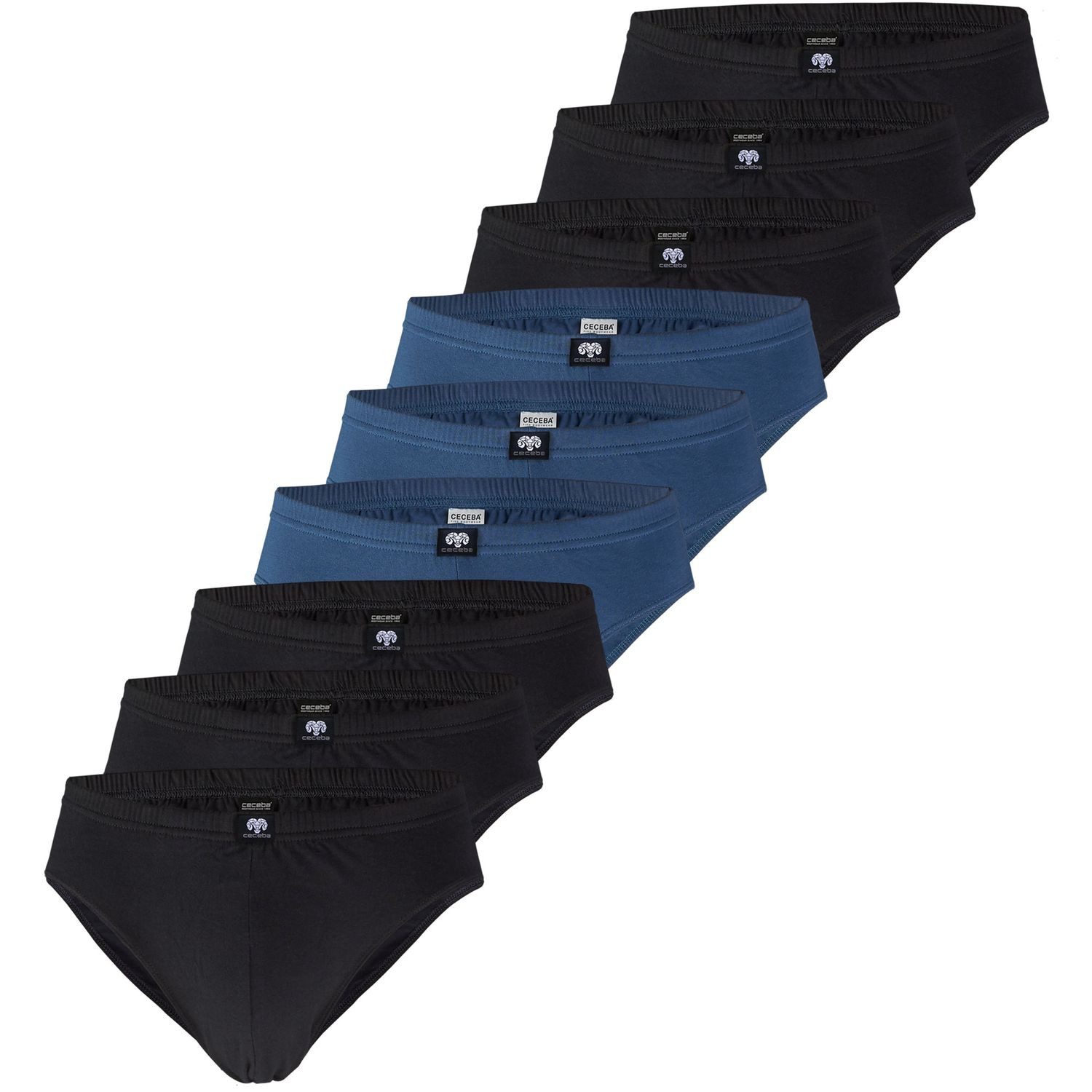 6 x schwarz / 3 x blau