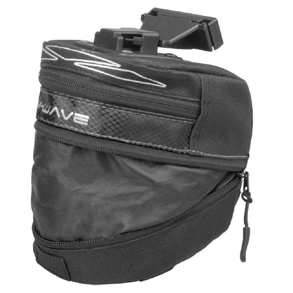 KHEbikes Satteltasche M-WAVE Tilburg L Satteltasche Fahrrad Erweiterbar Schwarz Grau