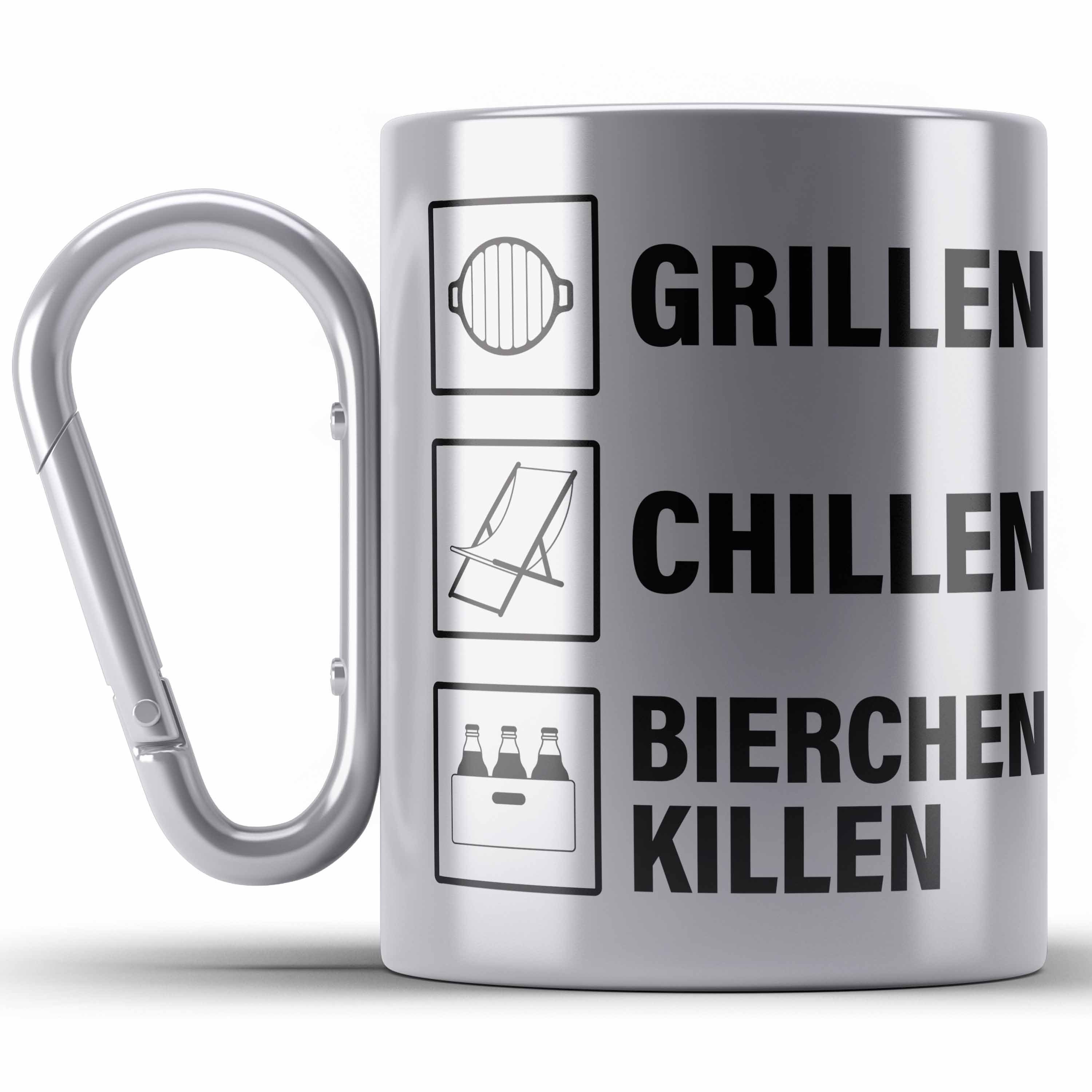 Geschenk Liebhaber Edelstahl Silber Thermotasse Steak Geschenk Grillen Männer Tasse Trendation Grill