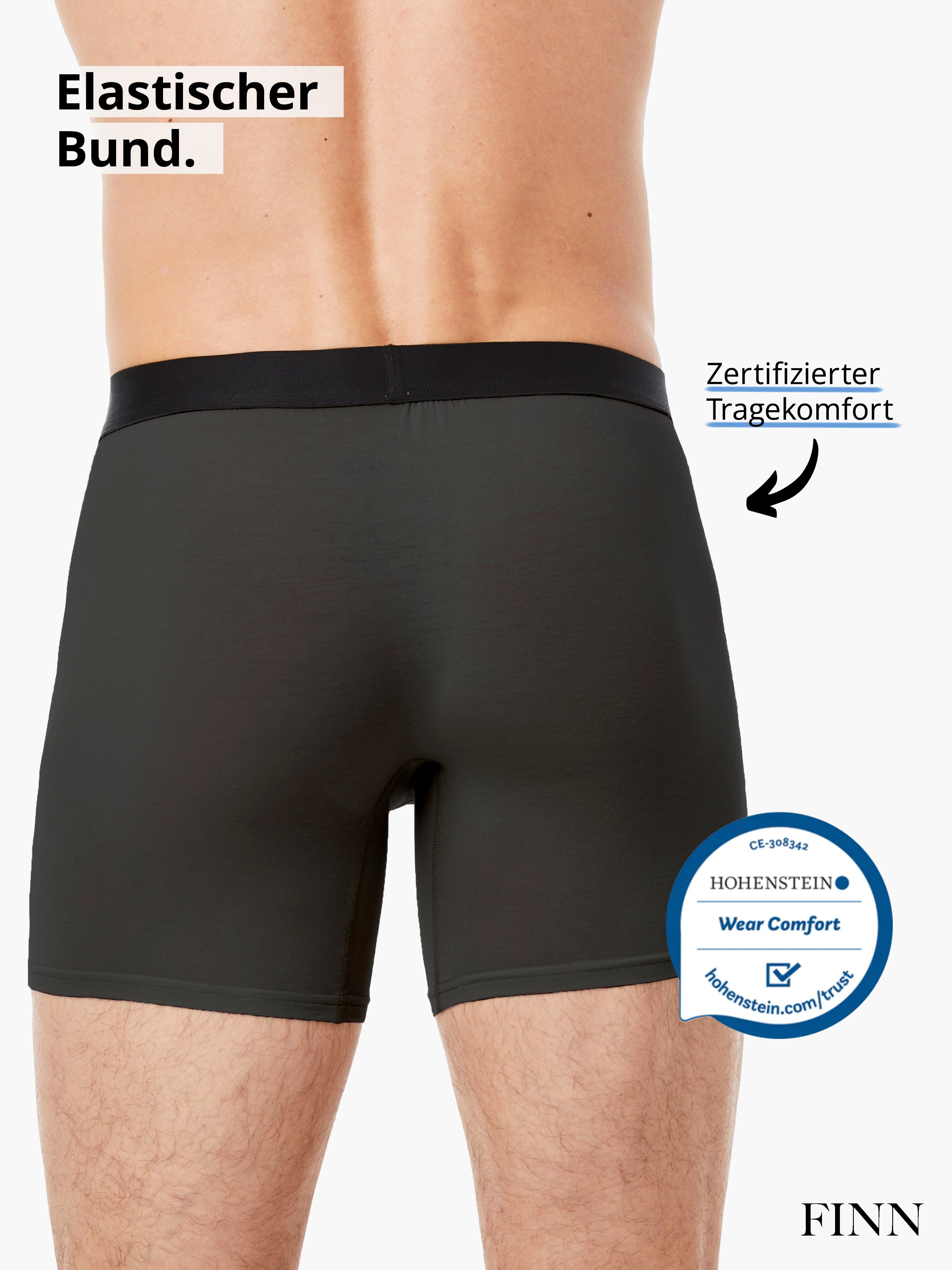 feiner FINN extra Prägung Pack Bund Boxershorts Stoff, Design weicher Micro-Modal mit Boxershorts Grau Herren 3er