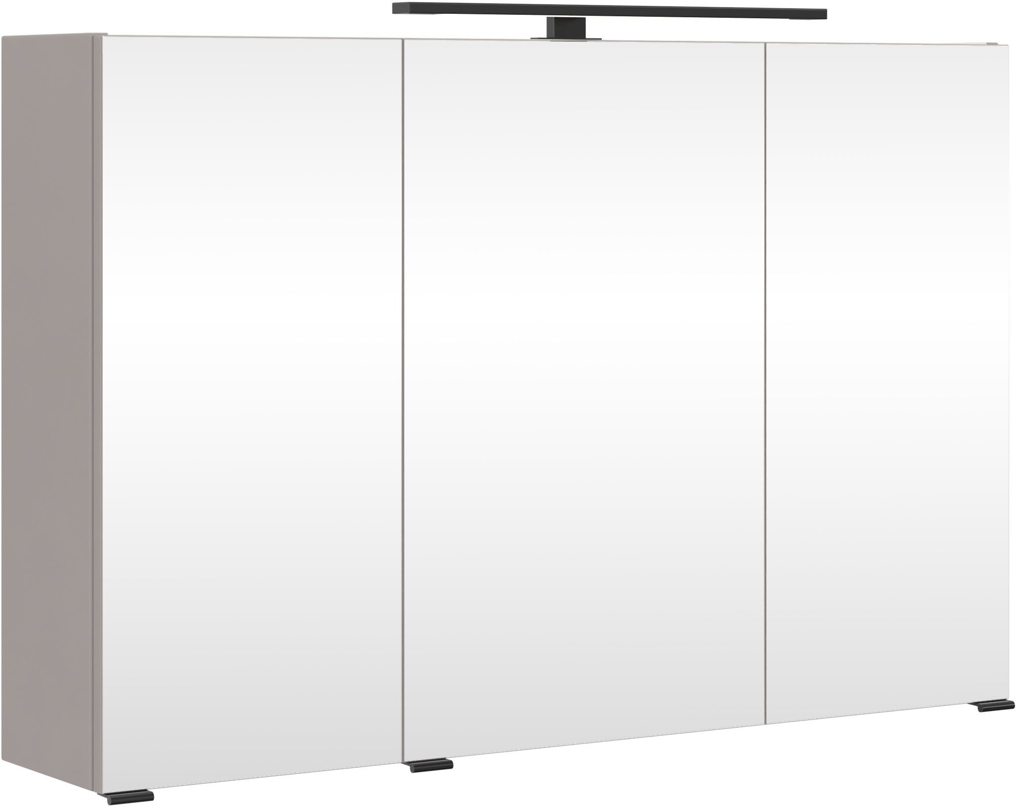 welltime Spiegelschrank SALVADA, 3D-Spiegelschrank 100 cm, gedämpfte Scharniere, LED-Lampe Kaschmir, Front und Korpus aus hochwertigen MDF, Anti-Finger-Print
