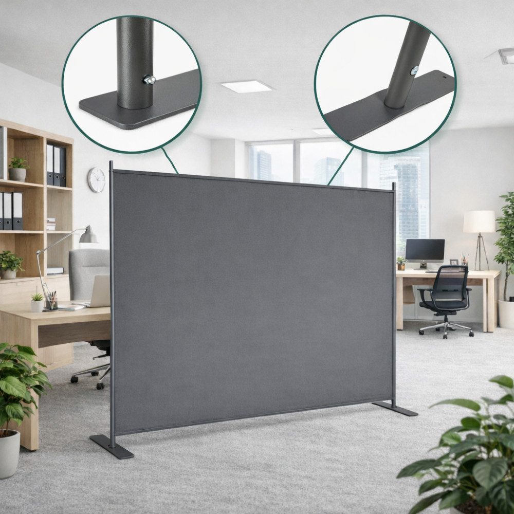 BBWL Raumteiler Paravent Grau freistehend, Sichtschutz Trennwand für Innenbereich, faltbar für Büro Wohnzimmer Schlafzimmer Esszimmer Arbeitszimmer, 1-teilig 180x180 cm, 4-teilig 204x180 cm, 6-teilig 304x180 cm, 8-teilig 404x180 cm, flexibel platzierbar, stabiler Raumtrenner für Privatsphäre und stilvolle Raumgestaltung