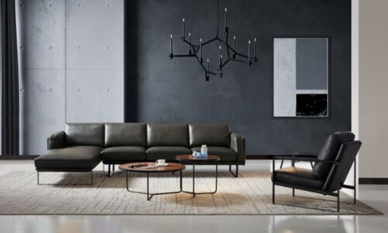 JVmoebel Wohnzimmer-Set, Eck Sofa Garnitur Möbel Design Leder Couch Italienische Sitz