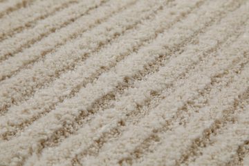 Teppich Sven, Wecon home, Höhe: 18 mm, Kurzflorteppich mit Streifen, Relief, Naturtöne, Wohn-, Schlafzimmer