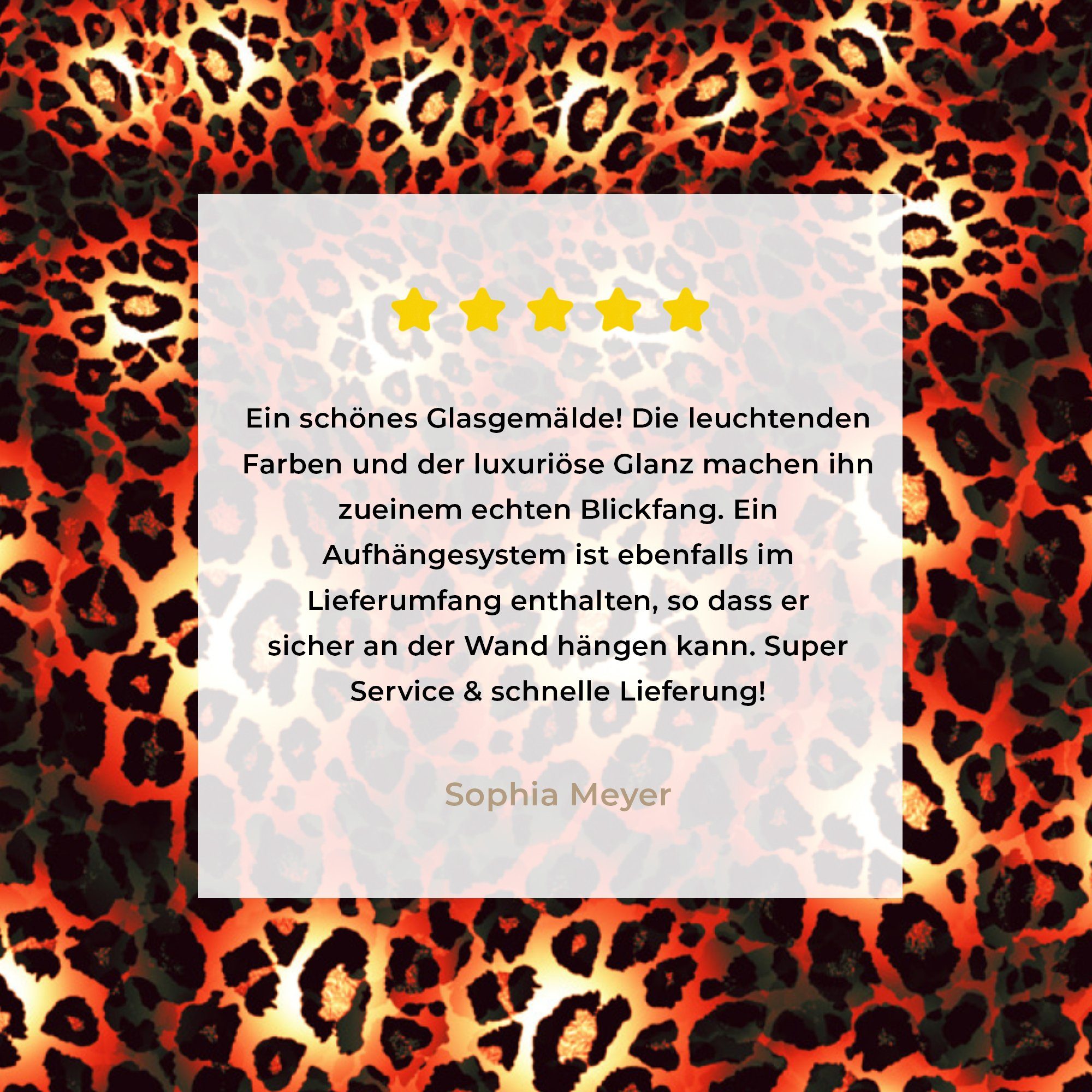 auf - Glasbilder Wandbild - (1 Orange, MuchoWow Leopard - auf Acrylglasbild Muster Bilder - Glas Glas - Foto Wanddekoration St),