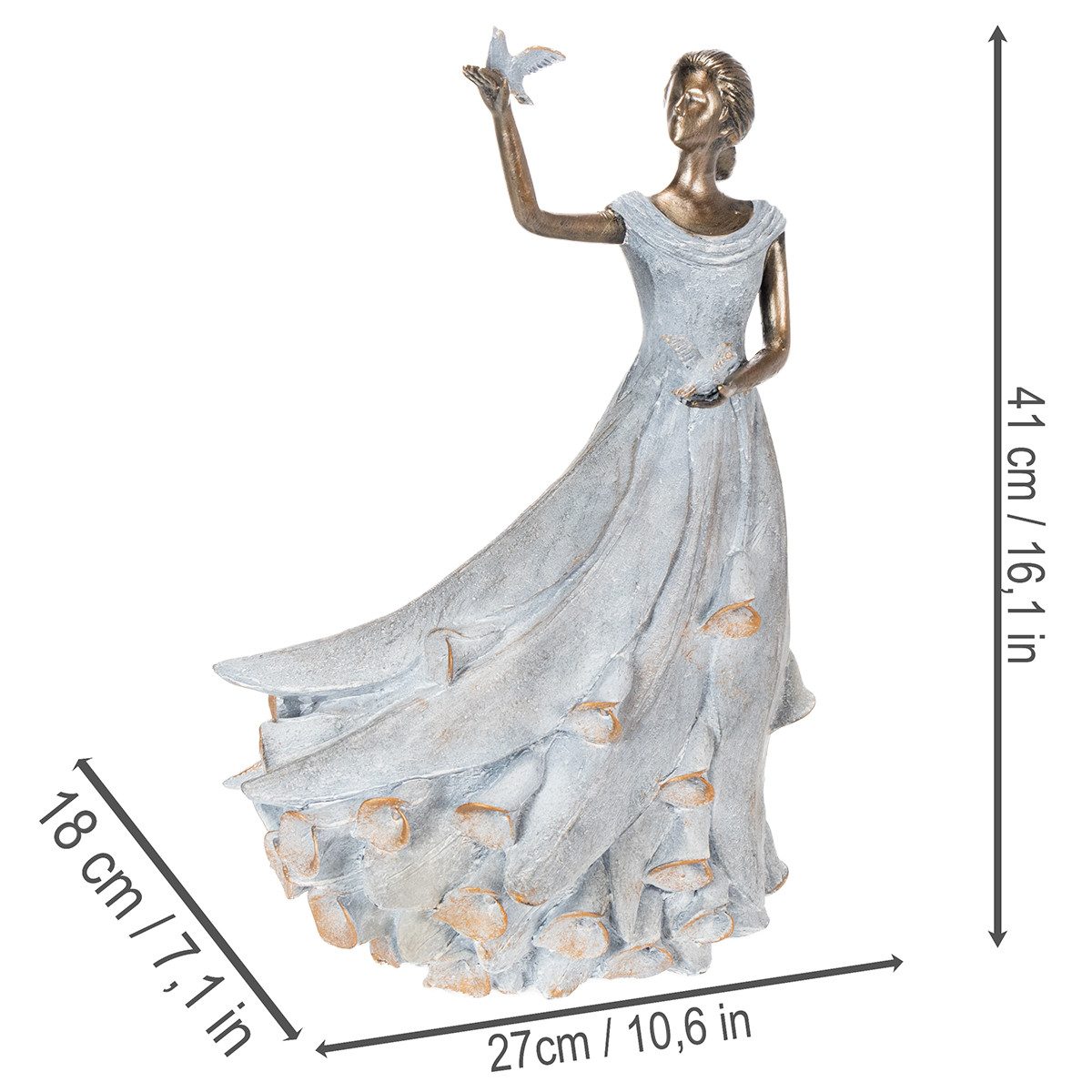Florists Products Dekofigur Dekorative Frauenskulptur mit Vogel als stilvoller Deko-Akzent