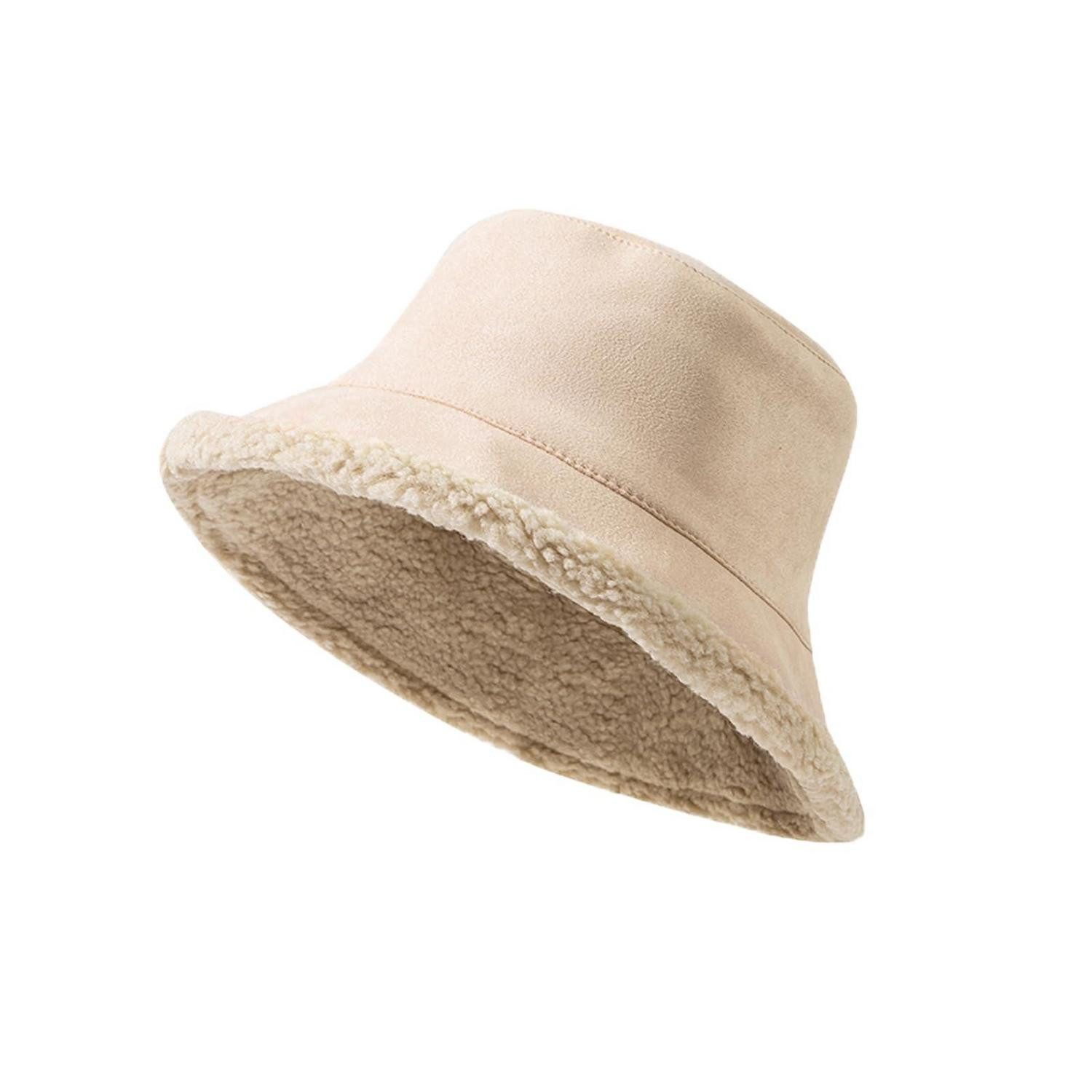 LuxusKollektion Fischerhut Fischerhut Damen Reversible Plüsch Winter Wandern Beige