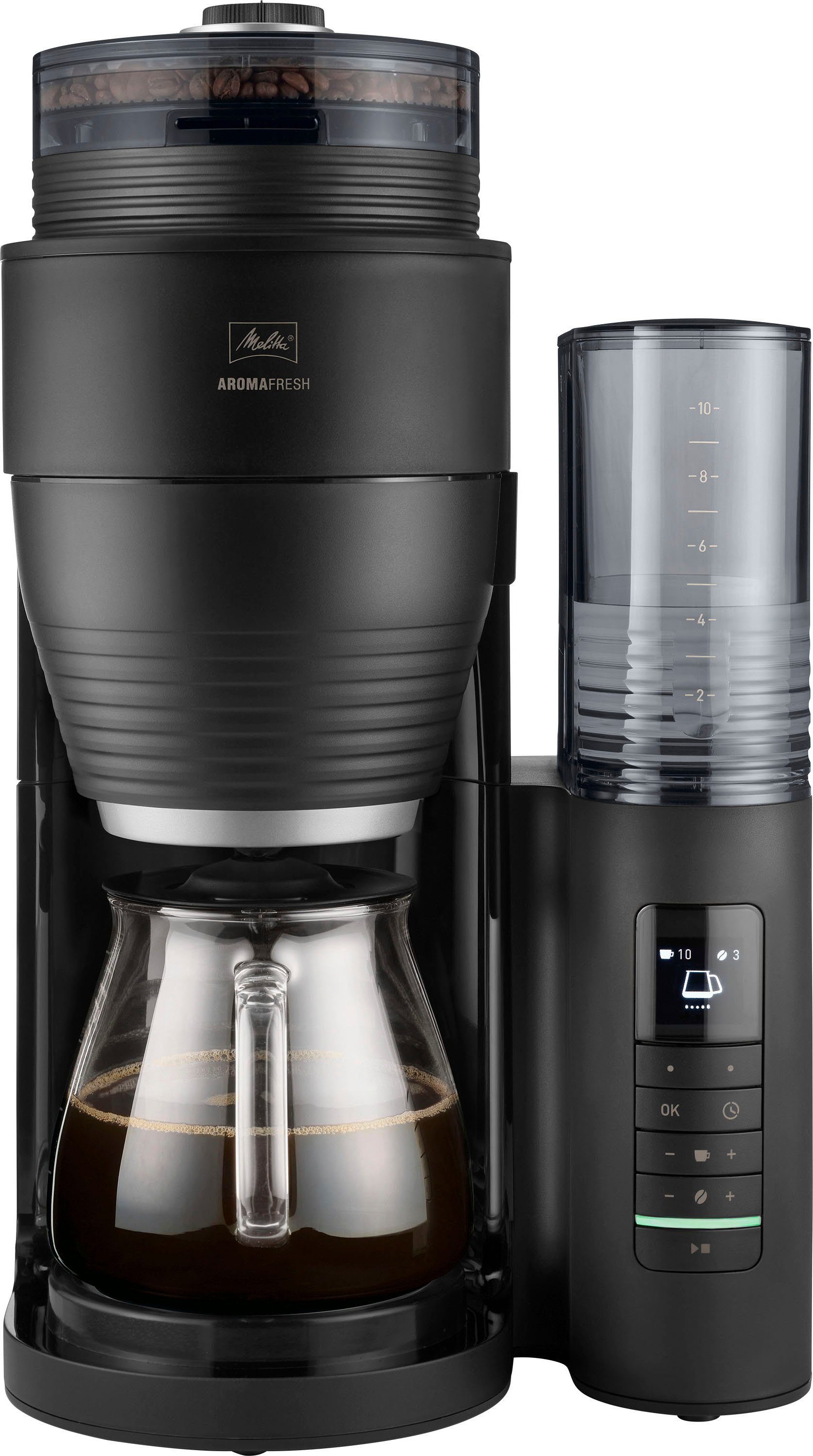 Melitta Kaffeemaschine mit Mahlwerk 1030-02, 1,25l Kaffeekanne, Papierfilter 1x4