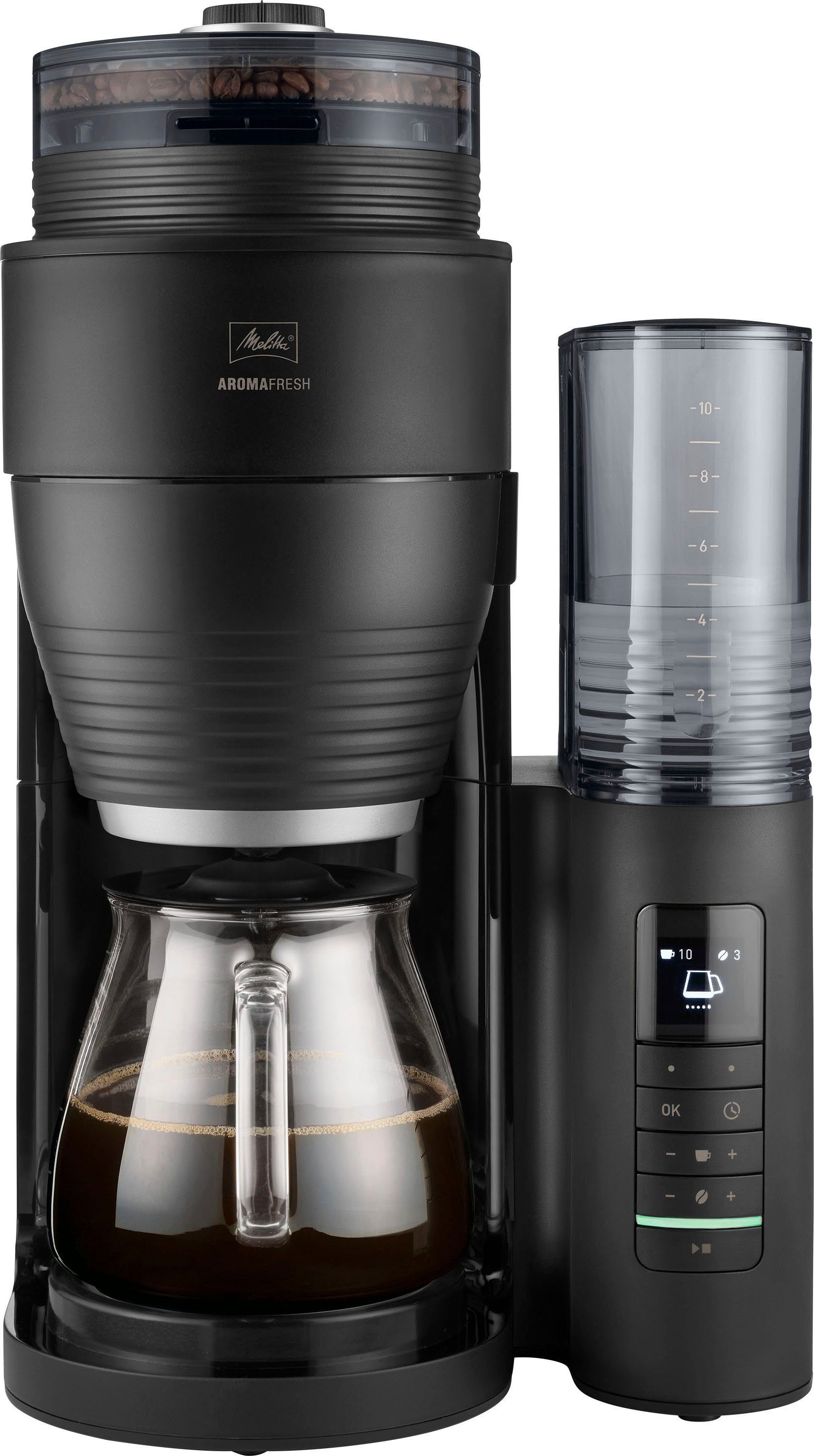 Melitta Kaffeemaschine mit Mahlwerk AromaFresh Pro X 1030-02, 1,25l  Kaffeekanne, Papierfilter 1x4 | Filterkaffeemaschinen
