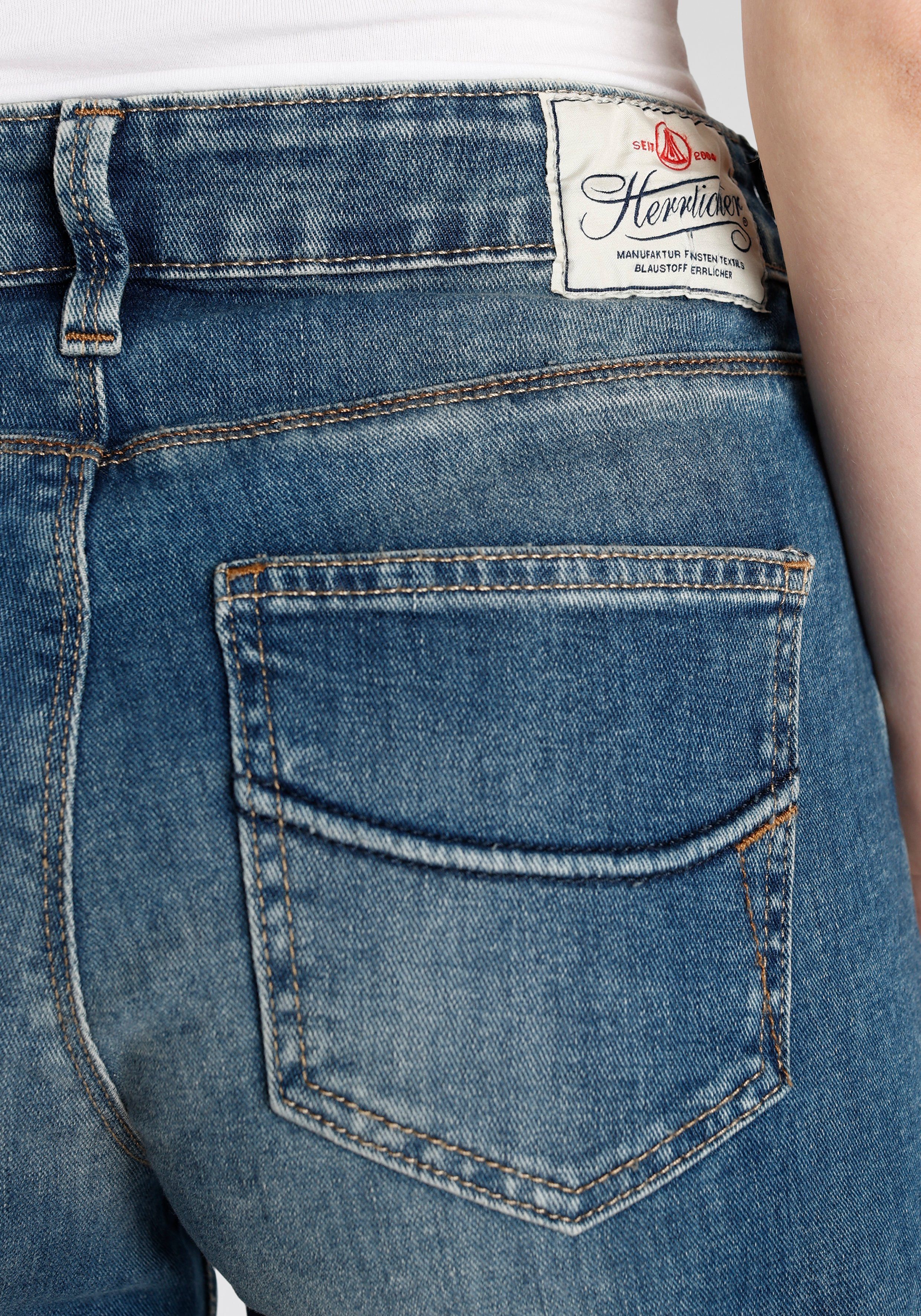 Herrlicher 7/8-Jeans Jeans Mit Super den Flared Cropped Oranic an G Seiten Schlitz