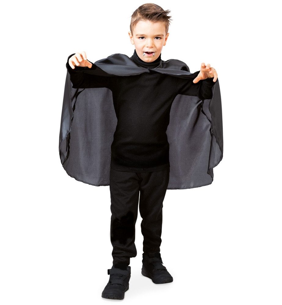 Fries Vampir-Kostüm Kinder Vampir Cape Umhang Schwarz Halloween Fasching Karneval 98 - 140