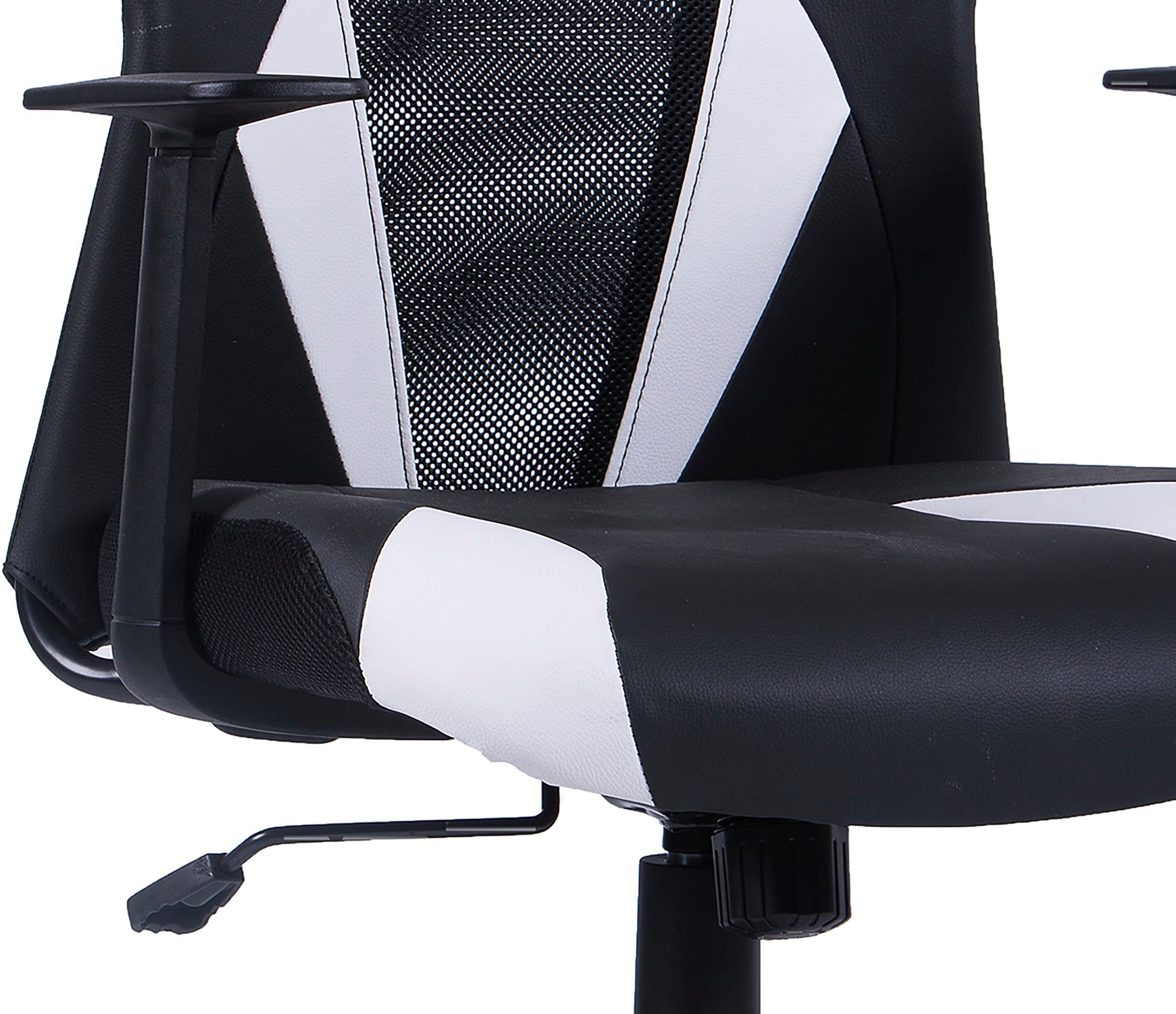 schwarz schwarz | atmungsaktiver byLIVING Bürostuhl moderner Rückenlehne Drehstuhl / (1 mit / weiß St), Flash weiß