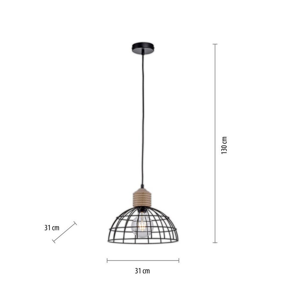 Schlafzimmer, Leuchtmittel, Pendelleuchte ExklusiveE27, Esszimmer, Leuchten geeignet Besonders Wohnzimmer, Küche TARO, für ohne Direkt