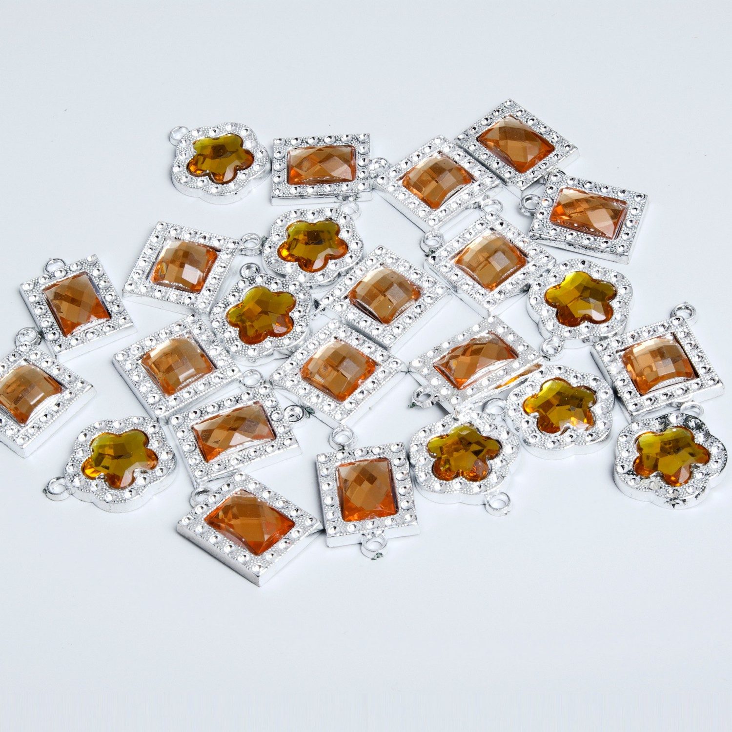 Deko AS Dekoobjekt Schmucksteine - silberfarbener Rahmen m. Dekostein gold - 3-fach sort