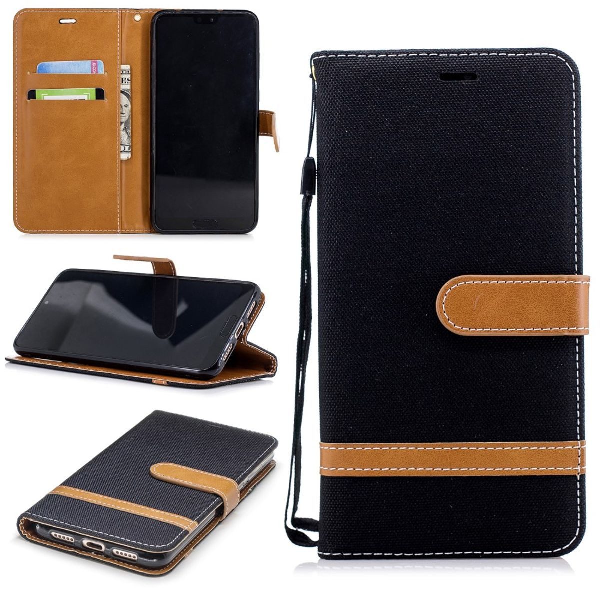 König Design Handyhülle Huawei P20 Pro, Huawei P20 Pro Handyhülle Bookcover Schwarz