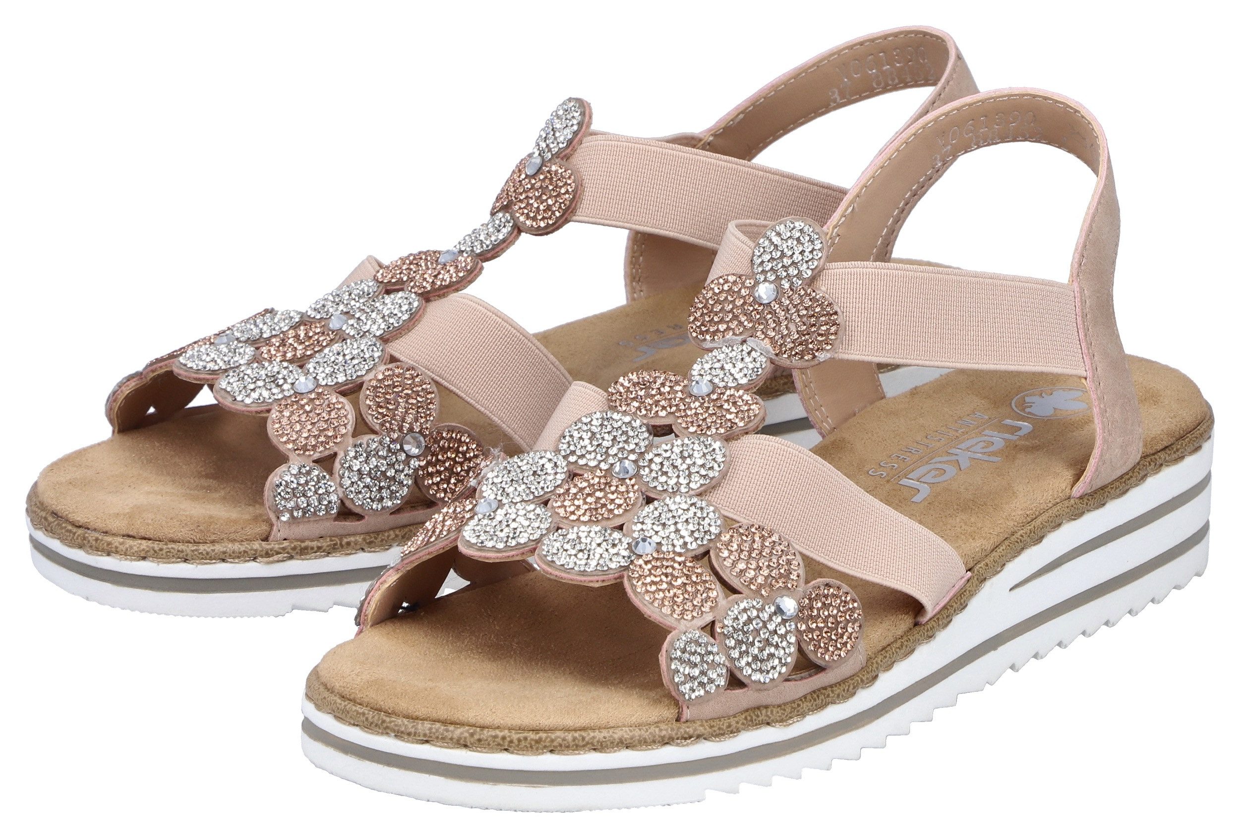 Rieker Sandale Schlupfschuh, Sommerschuh, Urlaubsschuh mit Glitzersteine günstig online kaufen